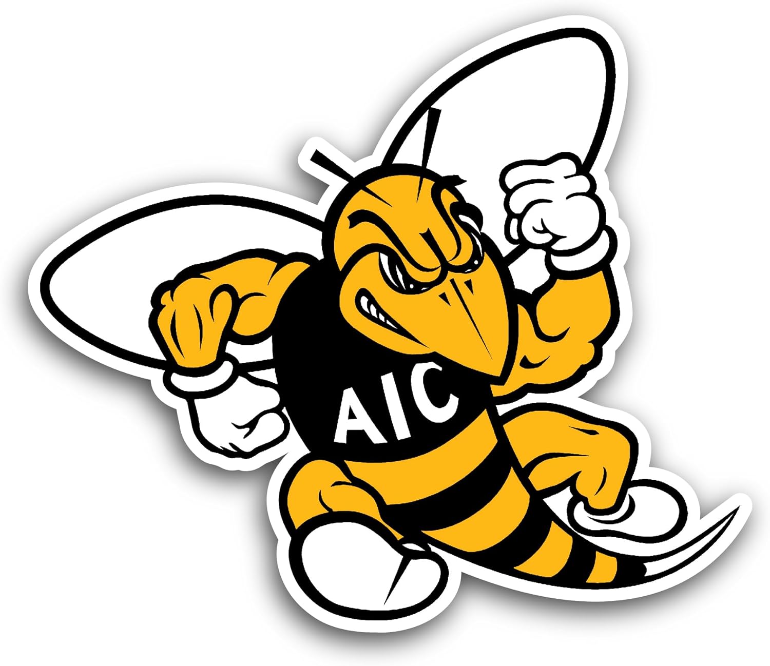 2 (Pieces) 3" and 5" Amer1can International Yell0w Jackets Sticker, Waterproof Vinyl Decals for Many Purpose Like Cars, Trucks, Laptops, Phones, Windows and More