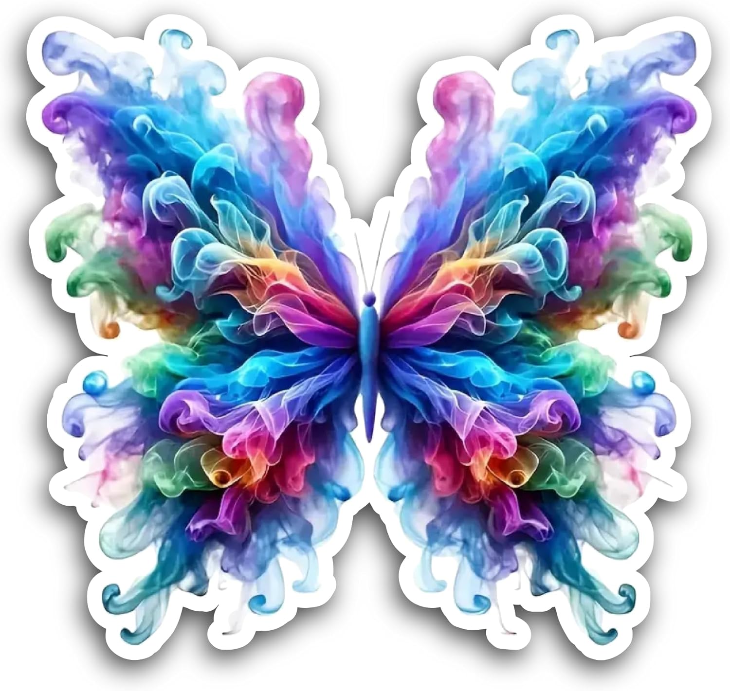 2 (Pieces) 3" and 5" Butterfly Wings with Colorful Swirls Sticker, Waterproof Vinyl Decals for Many Purpose Like Cars, Trucks, Laptops, Phones, Windows and More