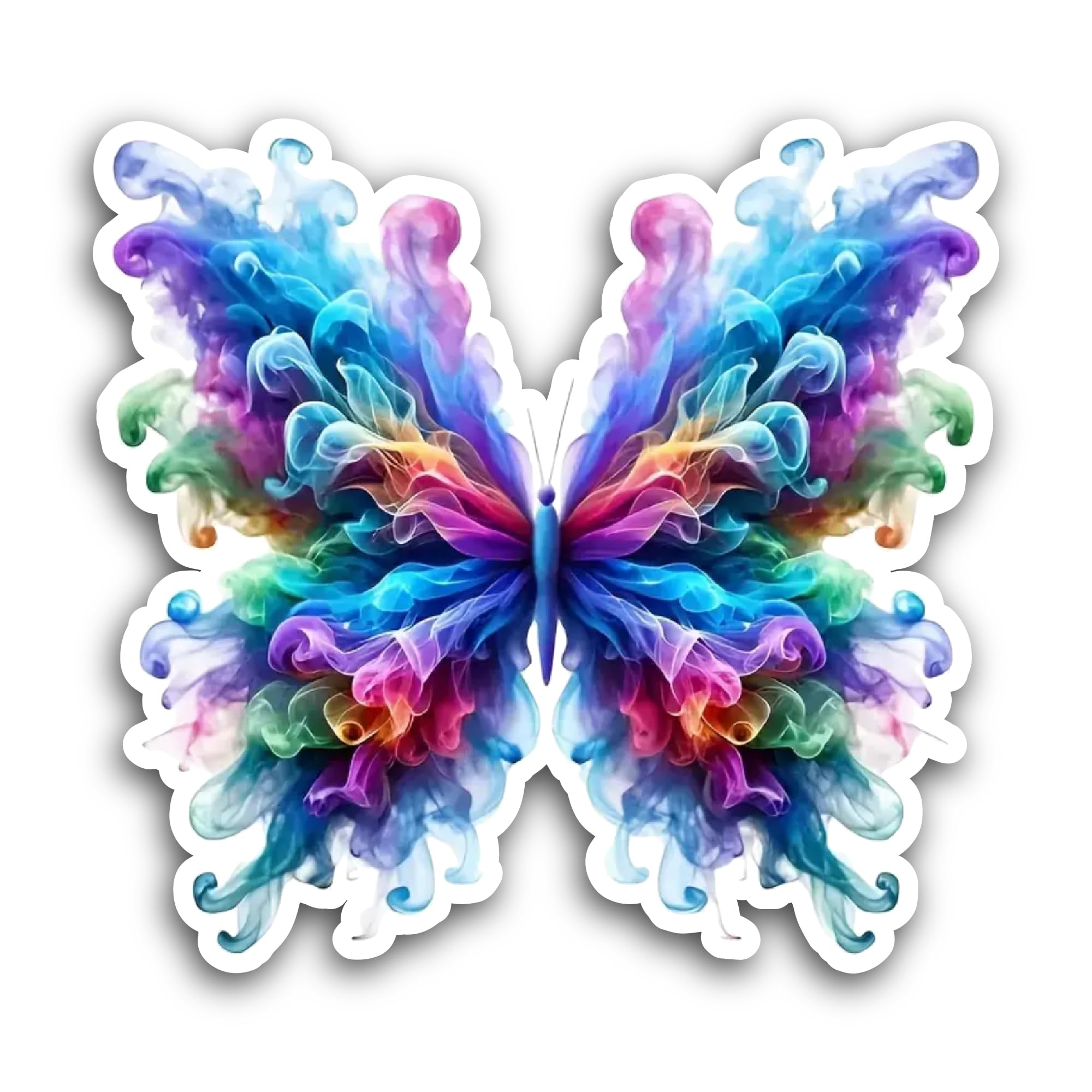 2 (Pieces) 3" and 5" Butterfly Wings with Colorful Swirls Sticker, Waterproof Vinyl Decals for Many 