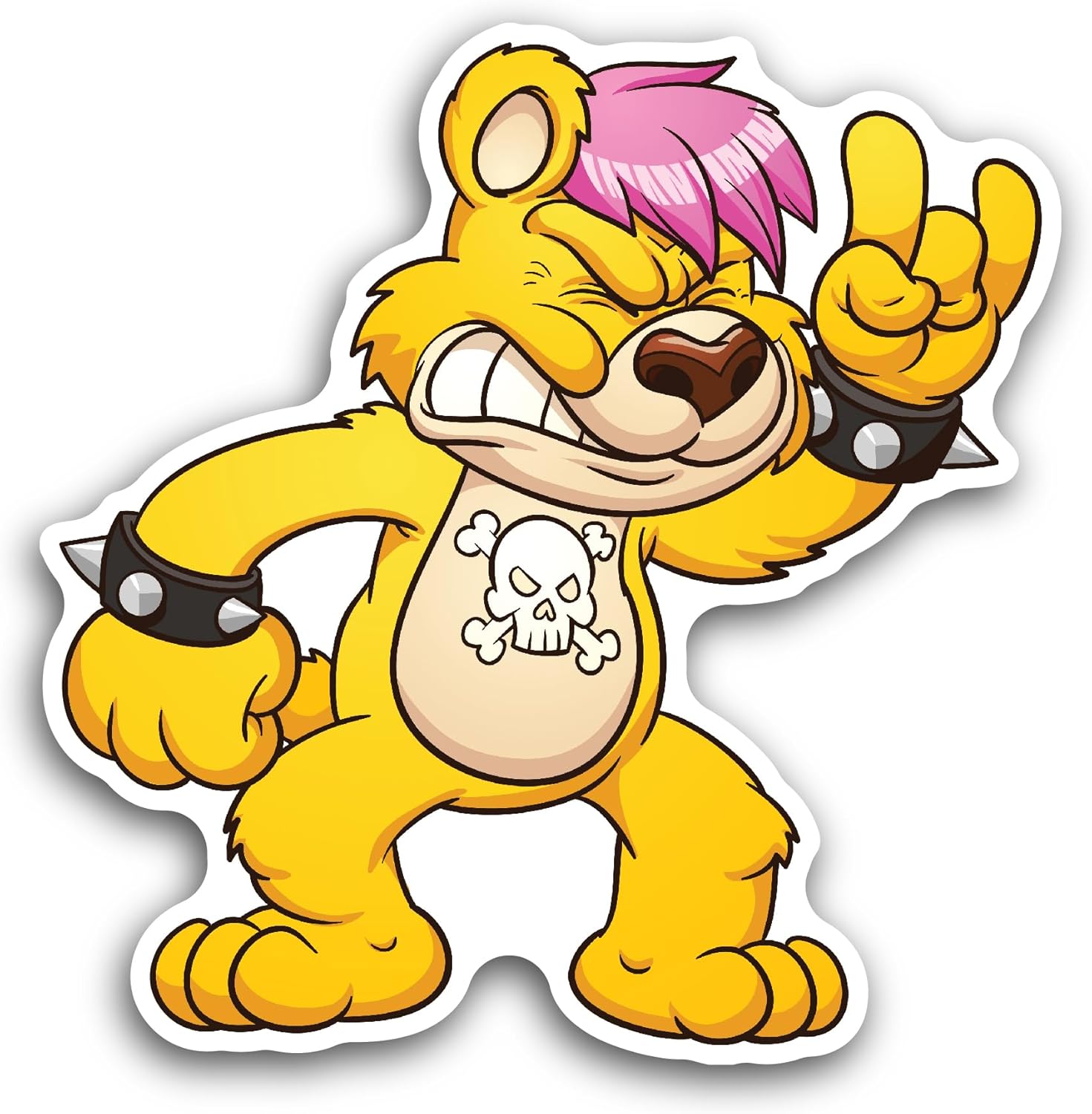 2 (Pieces) 3" and 5" Rocker Bear Clip Art Sticker, Waterproof Vinyl Decals for Many Purpose Like Cars, Trucks, Laptops, Phones, Windows and More