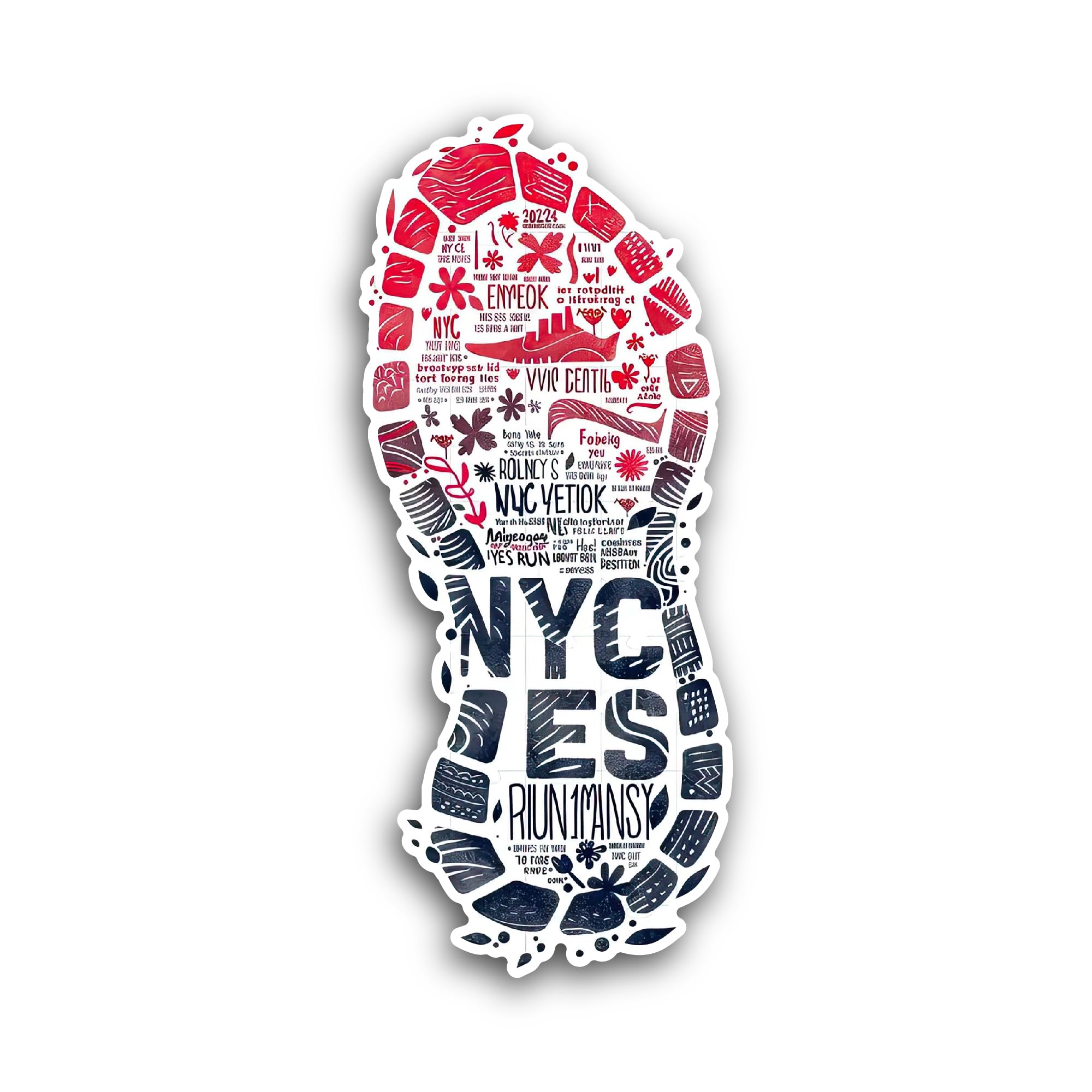2 (Pieces) 3" and 5" NYC Sport Shoe Sticker, Waterproof Vinyl Decals for Many Purpose Like Cars, Tru