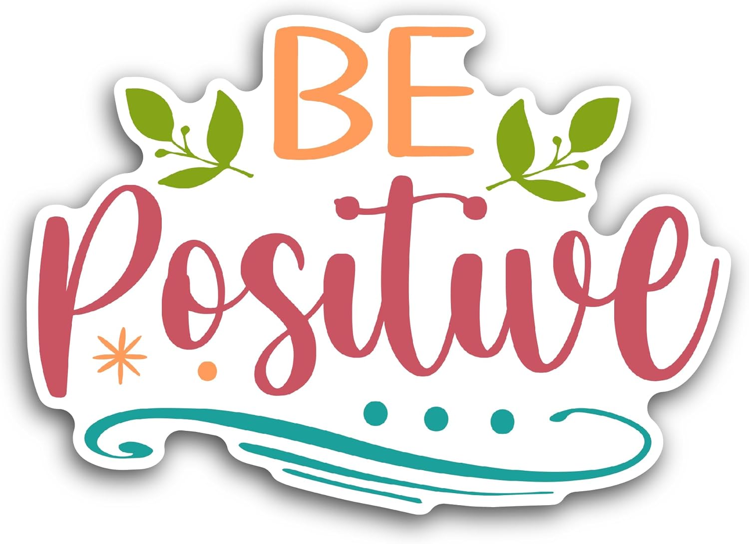 2 (Pieces) 3" and 5" Be Positive Sticker, Waterproof Vinyl Decals for Many Purpose Like Cars, Trucks, Laptops, Phones, Windows and More