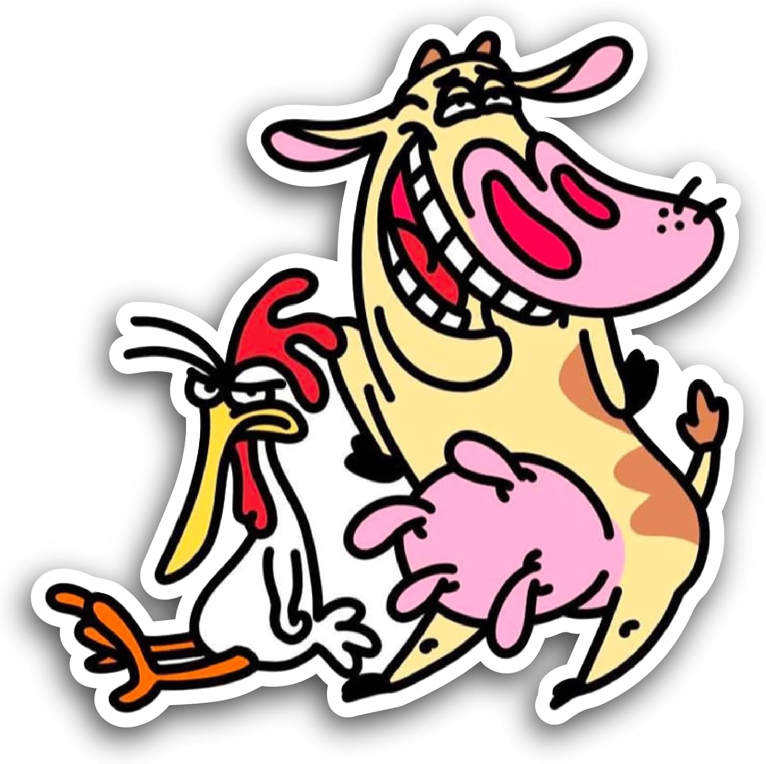 2 (Pieces) 3" and 5" Cow and Chicken Sticker, Waterproof Vinyl Decals for Many Purpose Like Cars, Trucks, Laptops, Phones, Windows and More