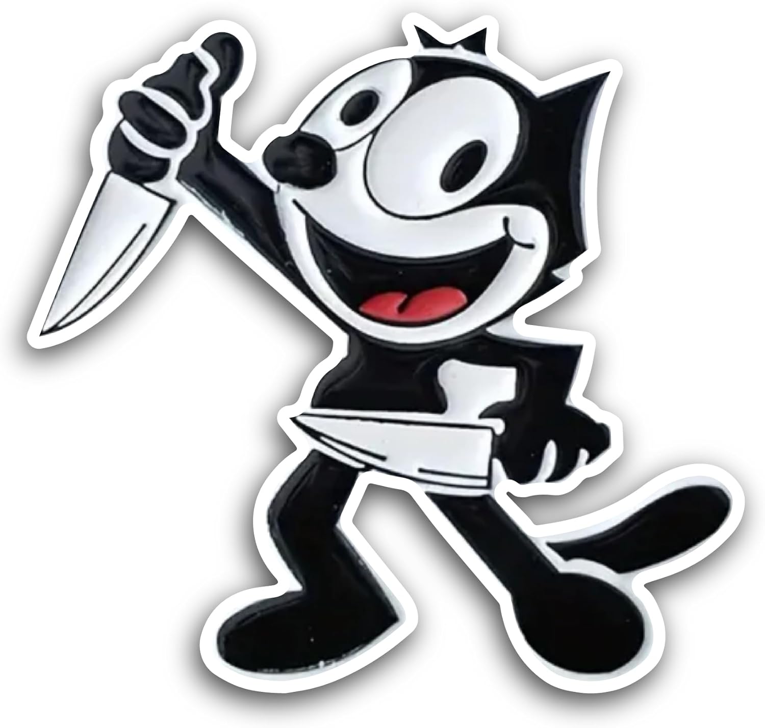 2 (Pieces) 3" and 5" Cat with Knives Sticker, Waterproof Vinyl Decals for Many Purpose Like Cars, Trucks, Laptops, Phones, Windows and More