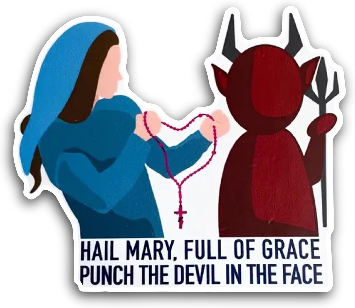 2 (Pieces) 3" and 5" Hail Mary Full of Grace Sticker, Waterproof Vinyl Decals for Many Purpose Like Cars, Trucks, Laptops, Phones, Windows and More