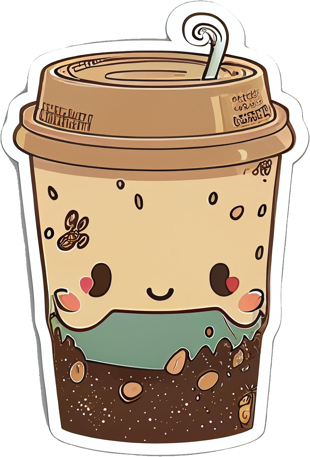 Inspirational Quote "Cute Coffe Cup, Pretty Gift Sticker" Motivational Sticker Vinyl Decal Motivation Stickers- 5" Vinyl Sticker Waterproof