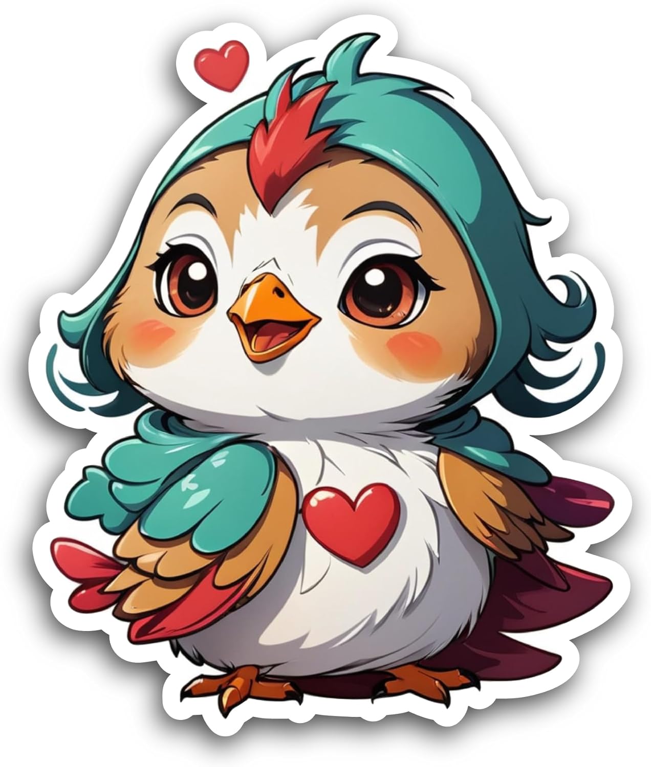 2 (Pieces) 3" and 5" Bird Cartoon Character Sticker, Waterproof Vinyl Decals for Many Purpose Like Cars, Trucks, Laptops, Phones, Windows and More