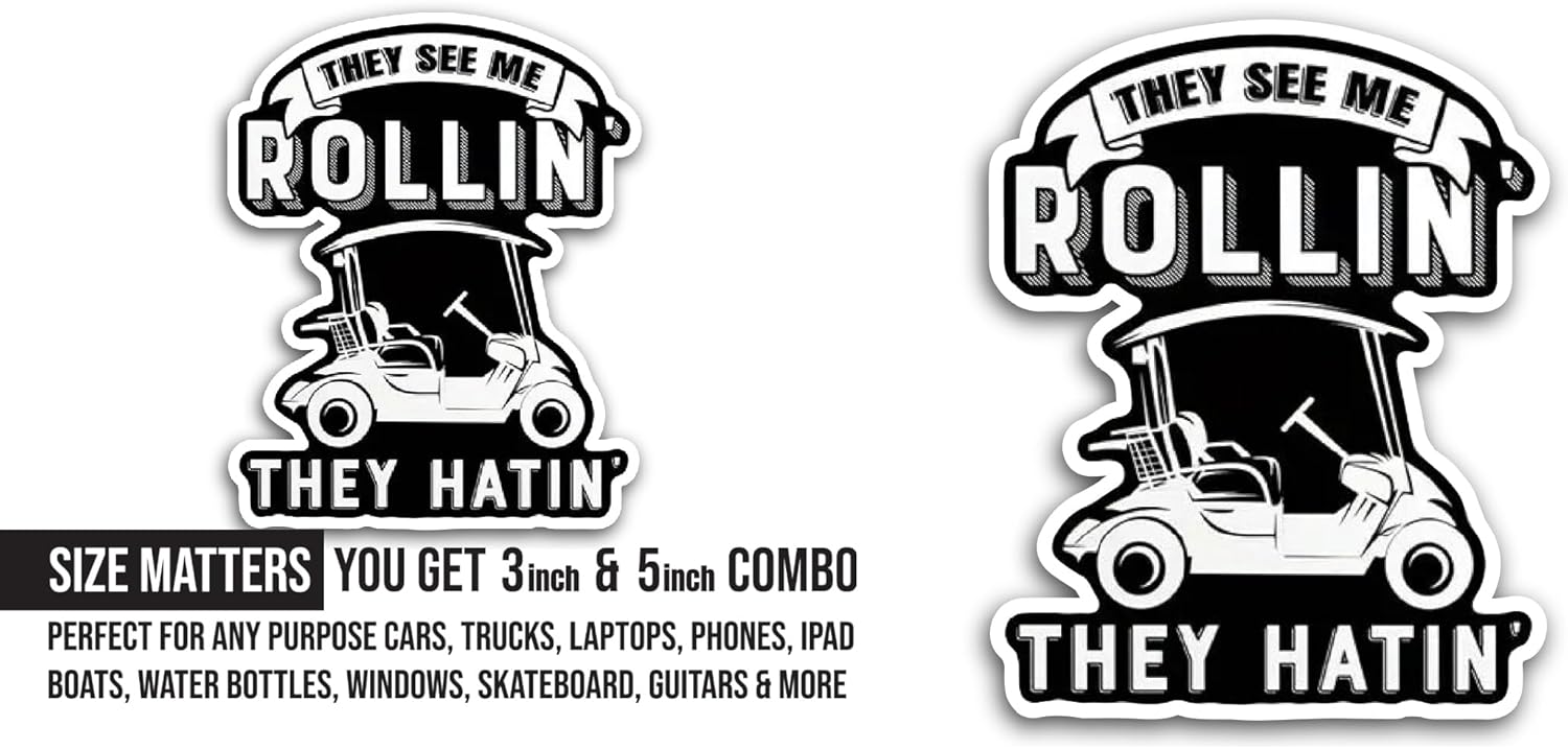 2 (Pieces) 3" and 5" They See Me Rollin Sticker, Waterproof Vinyl Decals for Many Purpose Like Cars, Trucks, Laptops, Phones, Windows and More