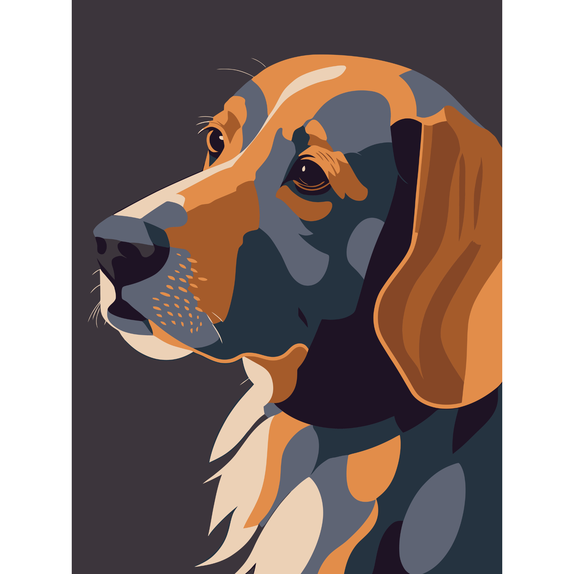 Vinyl Decal, Artistic Portrait Print of a Loyal Companion, Vibrant Colors on Quality Material (5" x 