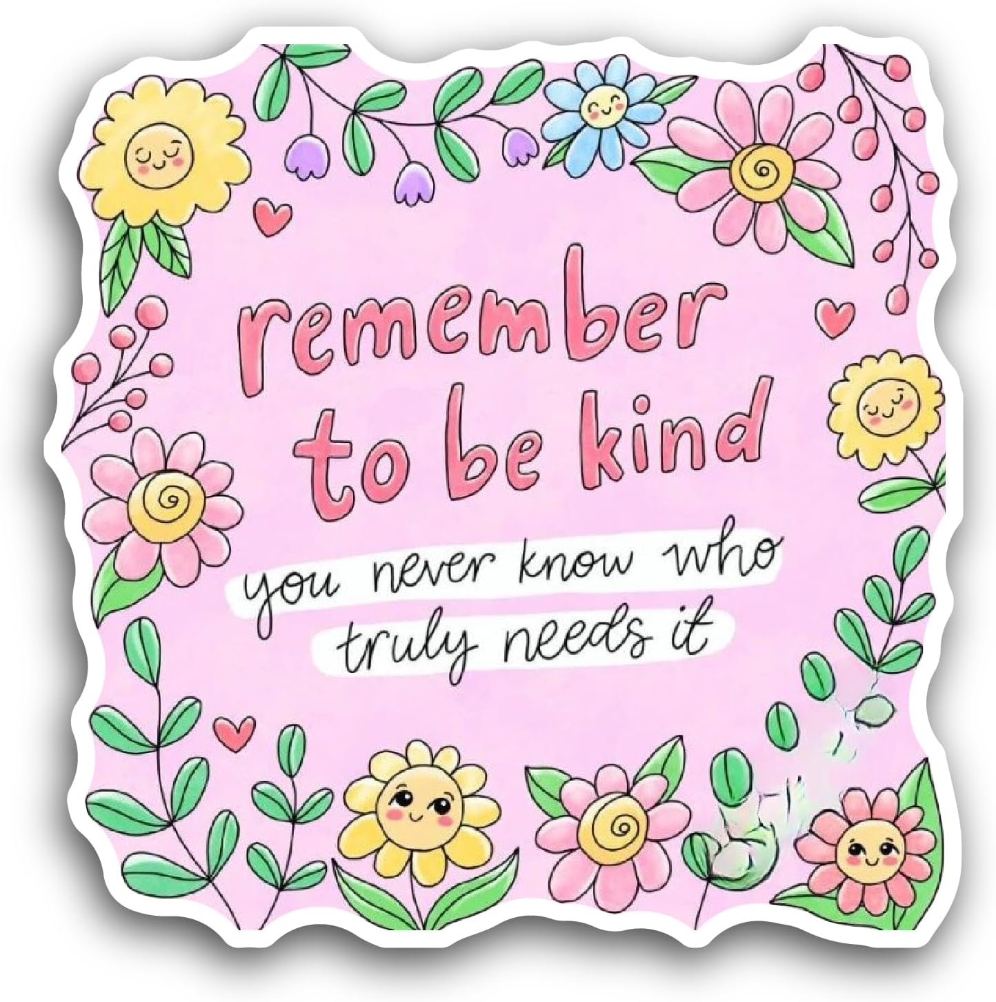 2 (Pieces) 3" and 5" Remember to Be Kind Text Sticker, Waterproof Vinyl Decals for Many Purpose Like Cars, Trucks, Laptops, Phones, Windows and More