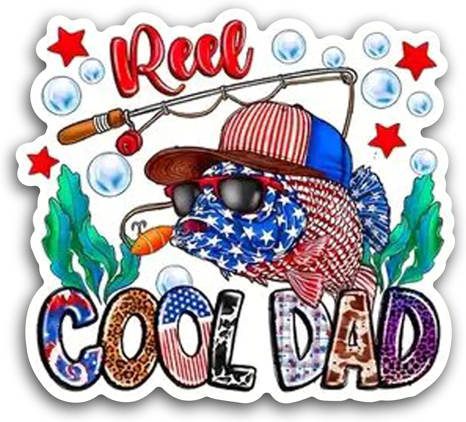 2 (Pieces) 3"" and 5"" Reel Cool Dad Message Sticker Decal Sticker, Waterproof Vinyl Decals for Many Purpose Like Cars, Trucks, Laptops, Phones, Windows
