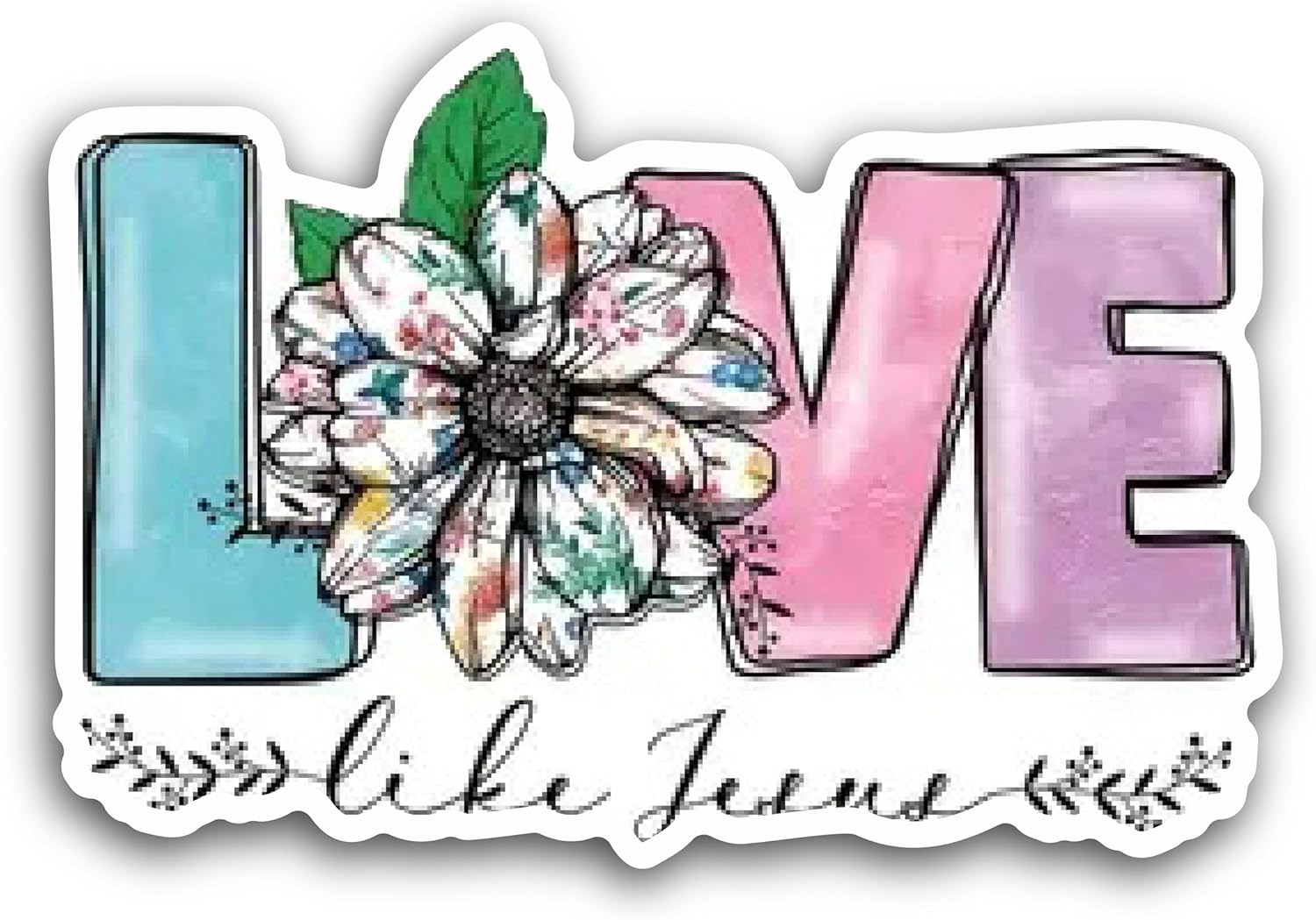 2 (Pieces) 3" and 5" Love Like Jesus Decal Sticker, Waterproof Vinyl Decals for Many Purpose Like Cars, Trucks, Laptops, Phones, Windows and More