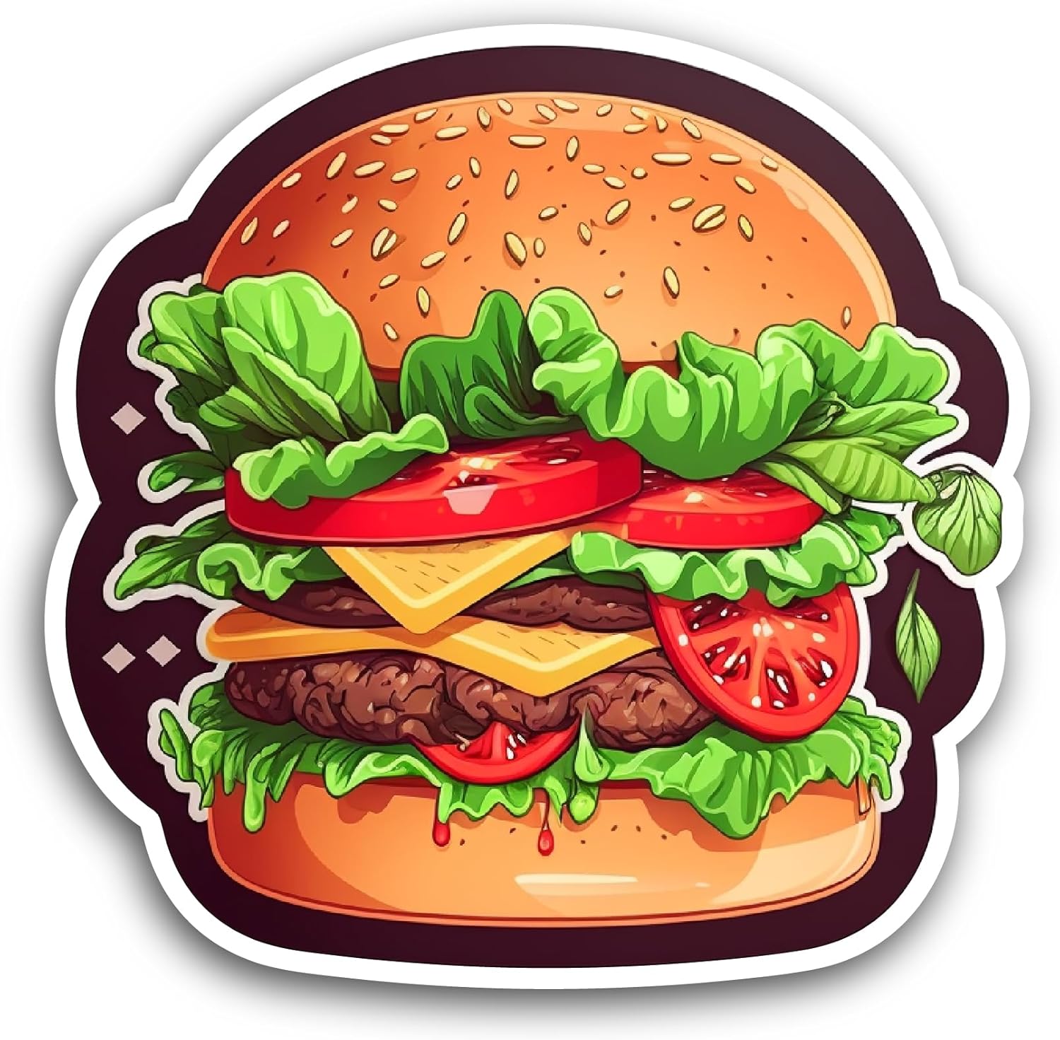 2 (Pieces) 3" and 5" Hamburger Sticker, Waterproof Vinyl Decals for Many Purpose Like Cars, Trucks, Laptops, Phones, Windows and More