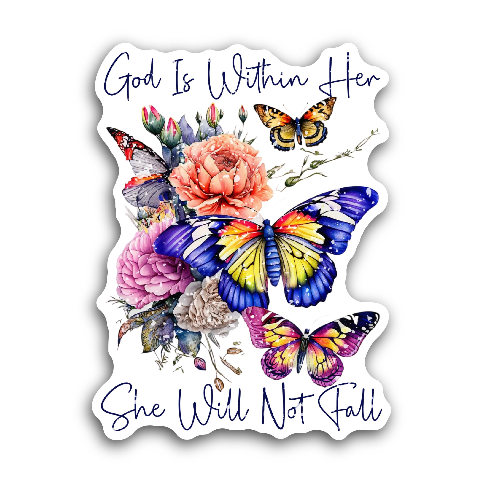 3 (Pieces) 1" 2" and 3" Cross with Orange Flower at The Center Decal Sticker, Waterproof & Scratch R