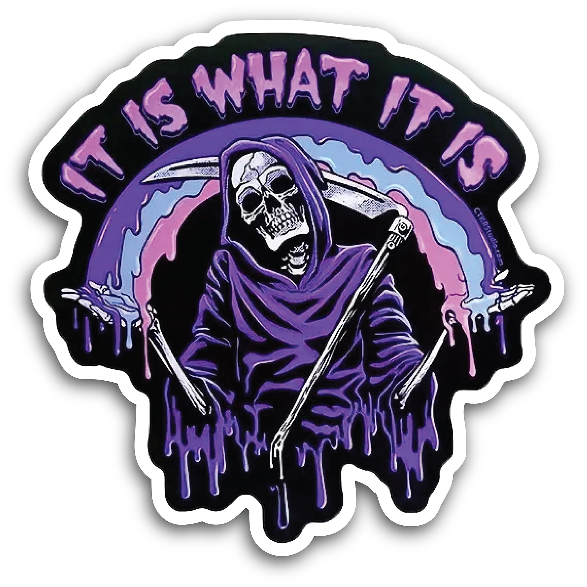 2 (Pieces) 3" and 5" It is What It is Pastel Goth Grim, Skull and Crossbones Decal Sticker, Waterpro