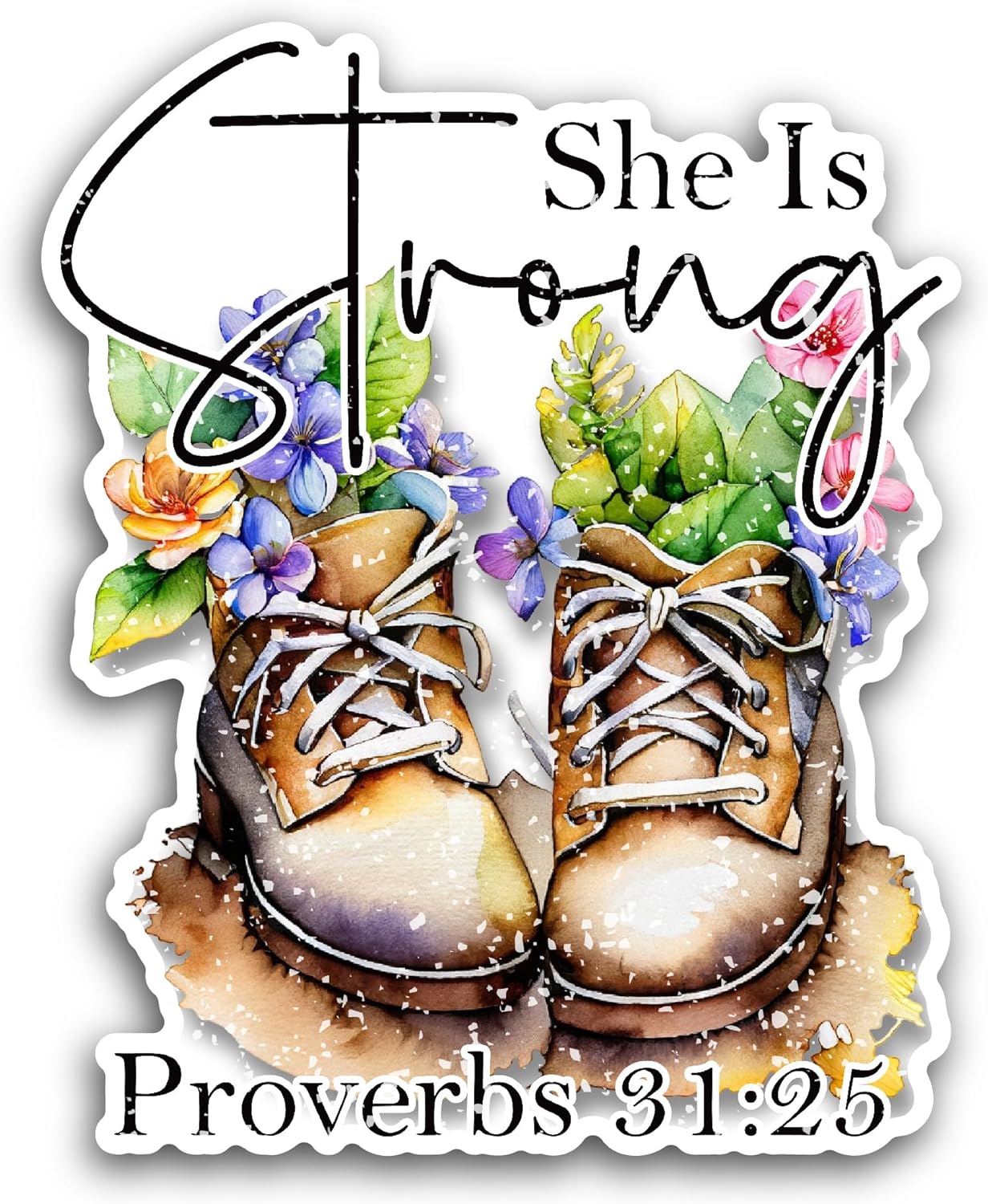 2 (Pieces) 3" and 5" She is Strong Text Sticker, Waterproof Vinyl Decals for Many Purpose Like Cars, Trucks, Laptops, Phones, Windows and More