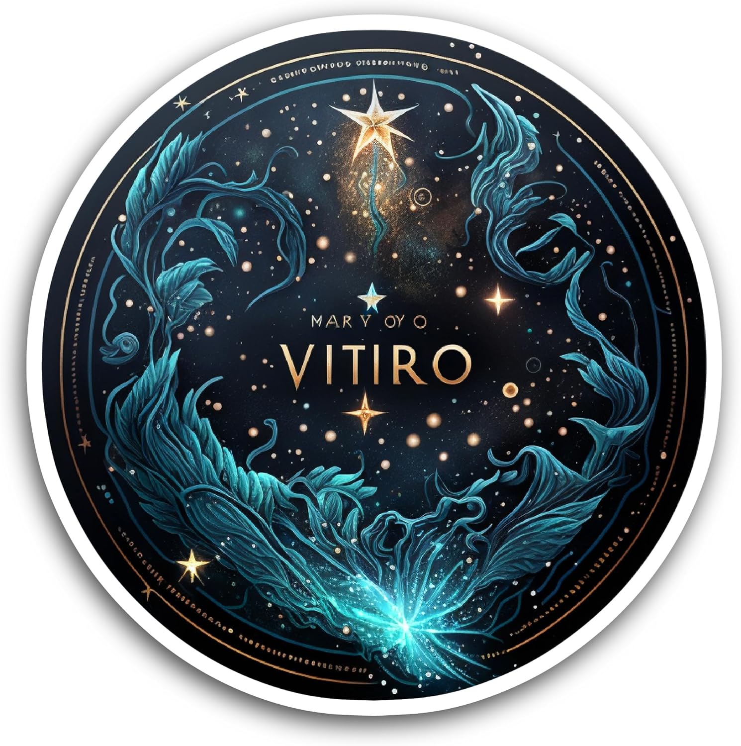 2 (Pieces) 3" and 5" Beautiful Mystic Symbols with Star Sticker, Waterproof Vinyl Decals for Many Purpose Like Cars, Trucks, Laptops, Phones, Windows and More