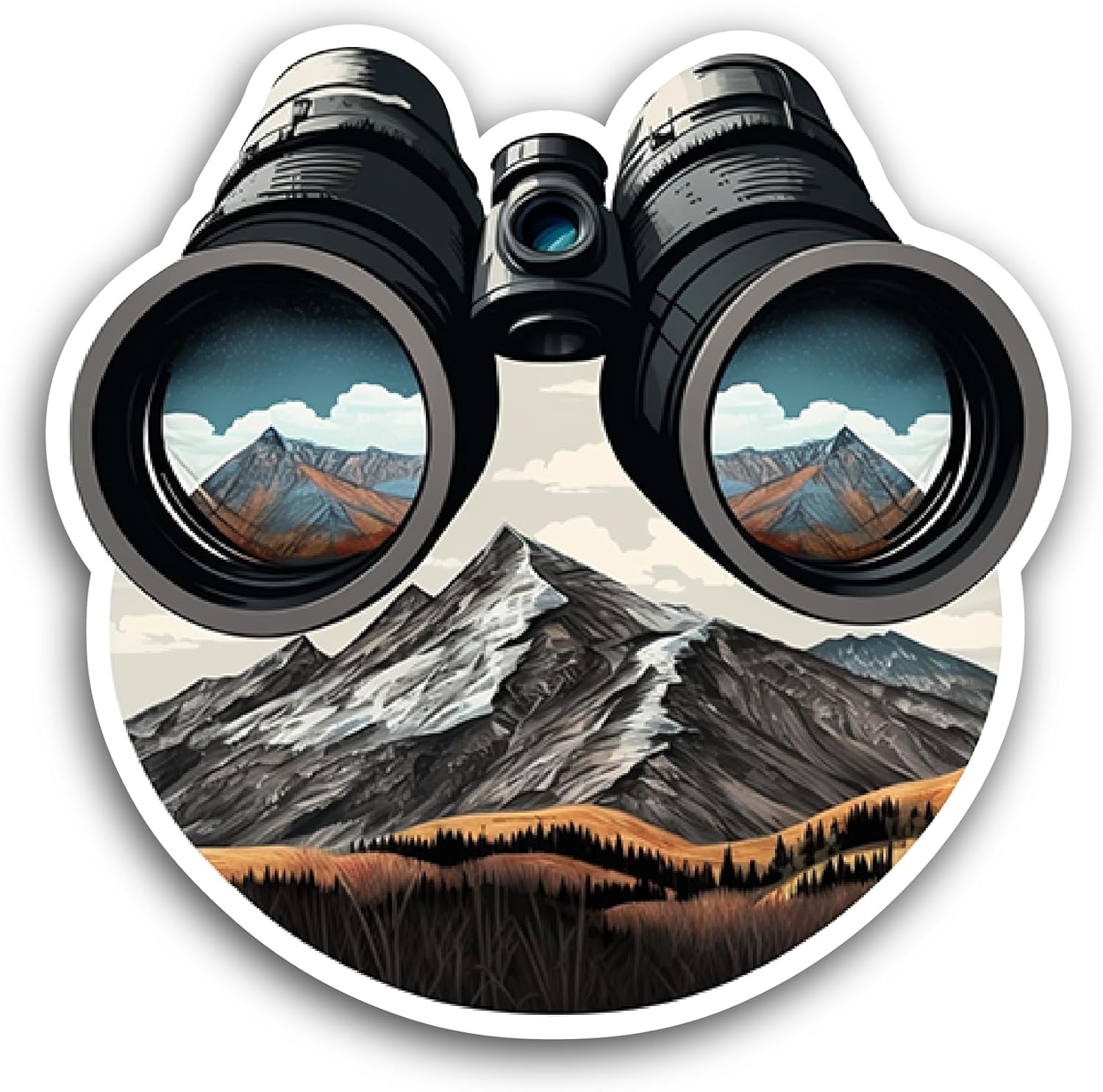 2 (Pieces) 3" and 5" Binoculars Sticker, Waterproof Vinyl Decals for Many Purpose Like Cars, Trucks, Laptops, Phones, Windows and More