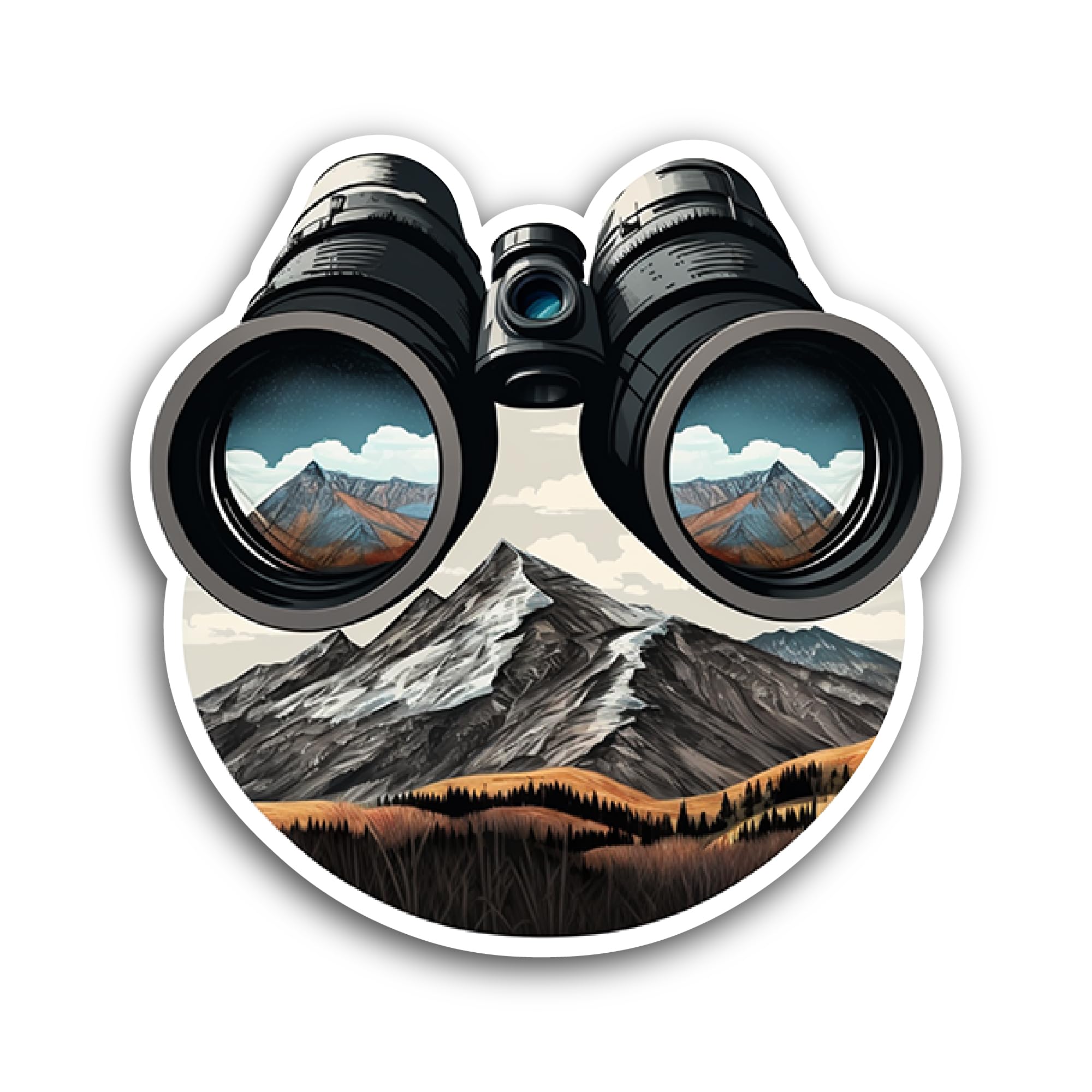 2 (Pieces) 3" and 5" Binoculars Sticker, Waterproof Vinyl Decals for Many Purpose Like Cars, Trucks,