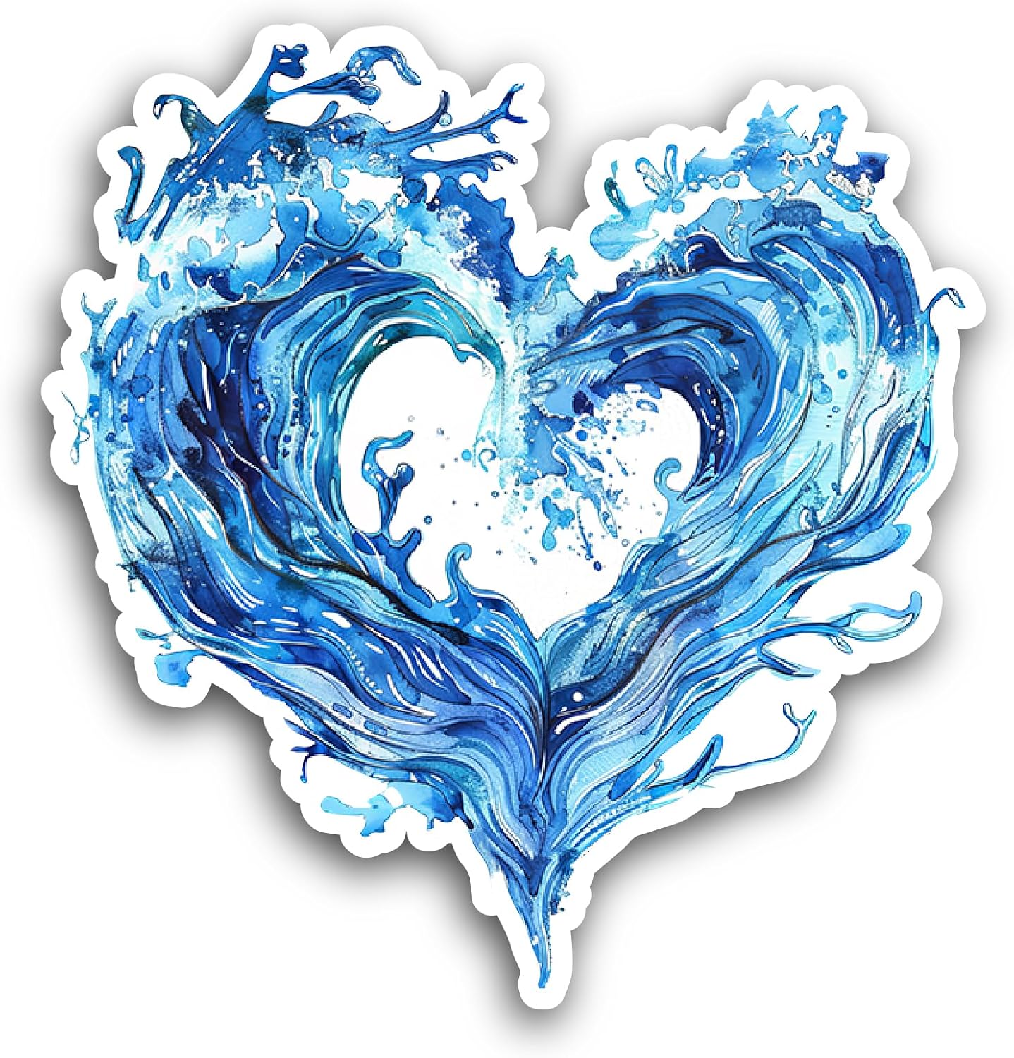 2 (Pieces) 3" and 5" Waves Heart Sticker, Waterproof Vinyl Decals for Many Purpose Like Cars, Trucks, Laptops, Phones, Windows and More