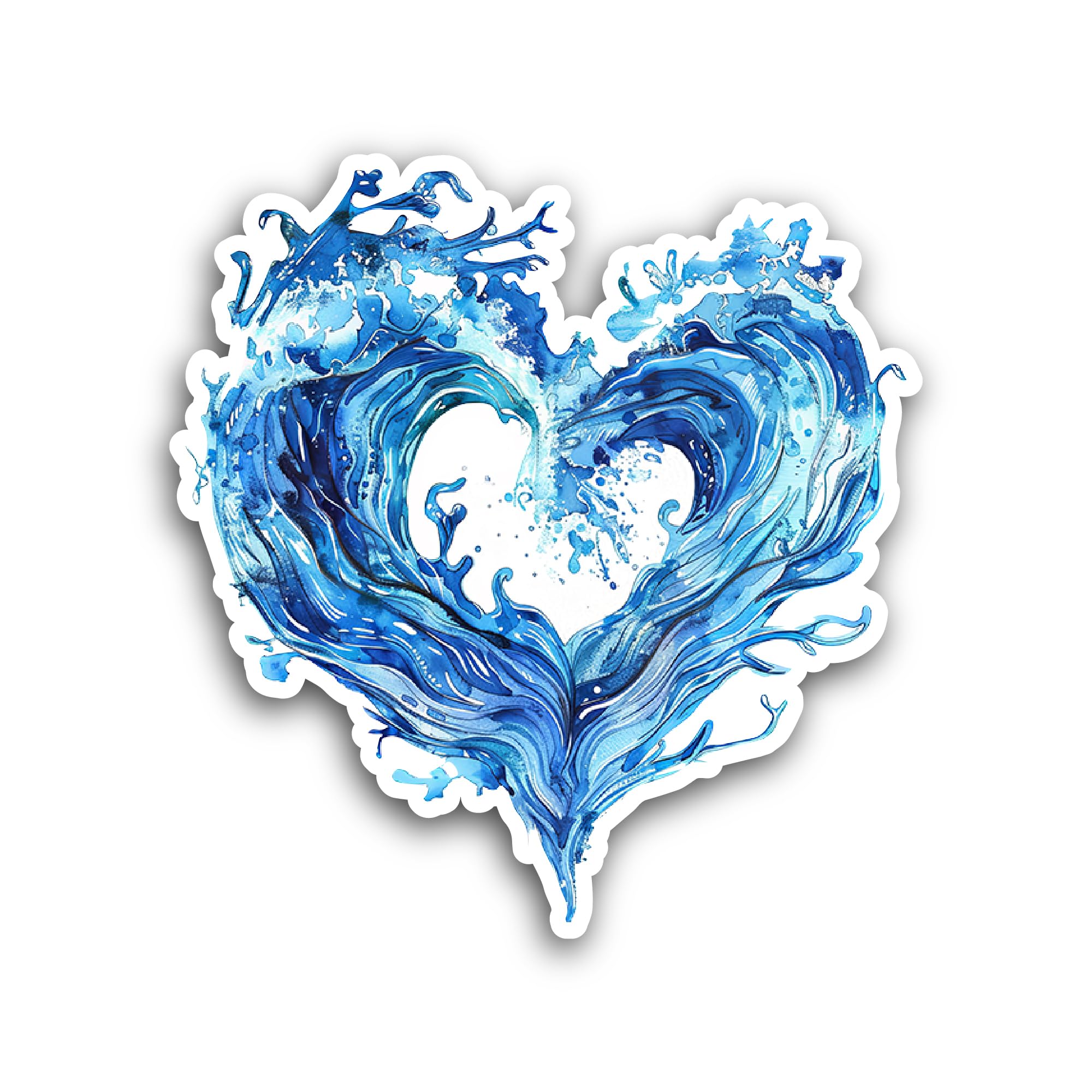 2 (Pieces) 3" and 5" Waves Heart Sticker, Waterproof Vinyl Decals for Many Purpose Like Cars, Trucks