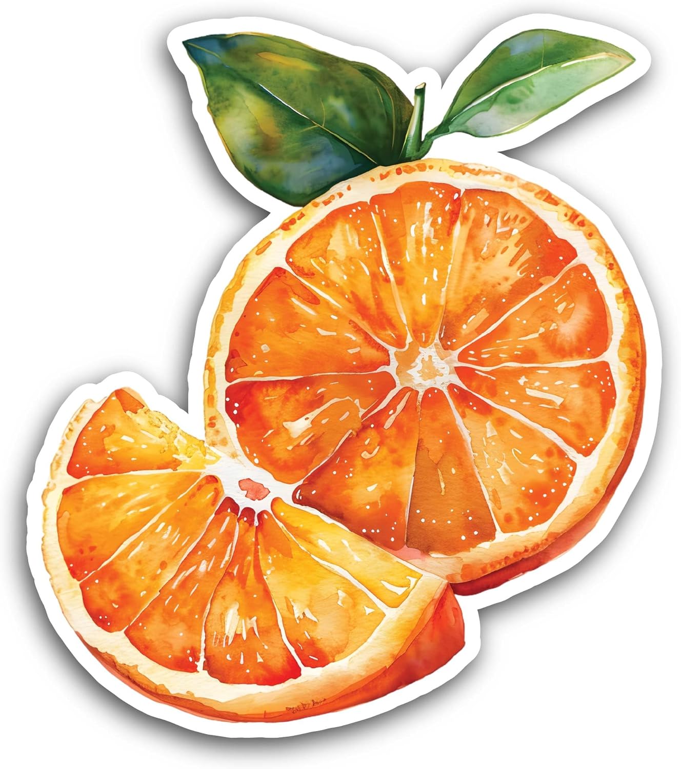 2 (Pieces) 3" and 5" Orange Slices Sticker, Waterproof Vinyl Decals for Many Purpose Like Cars, Trucks, Laptops, Phones, Windows and More