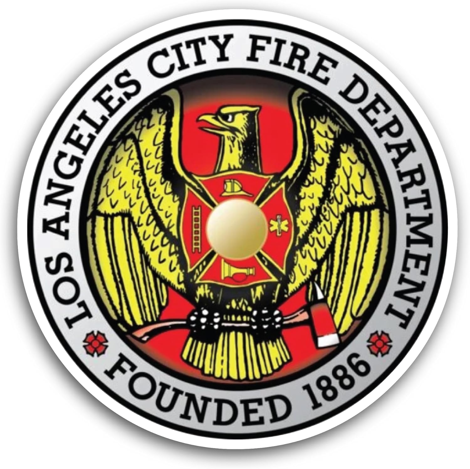 2 (Pieces) 3" and 5" Los Angeles Fire Department Sticker, Waterproof Vinyl Decals for Many Purpose Like Cars, Trucks, Laptops, Phones, Windows and More