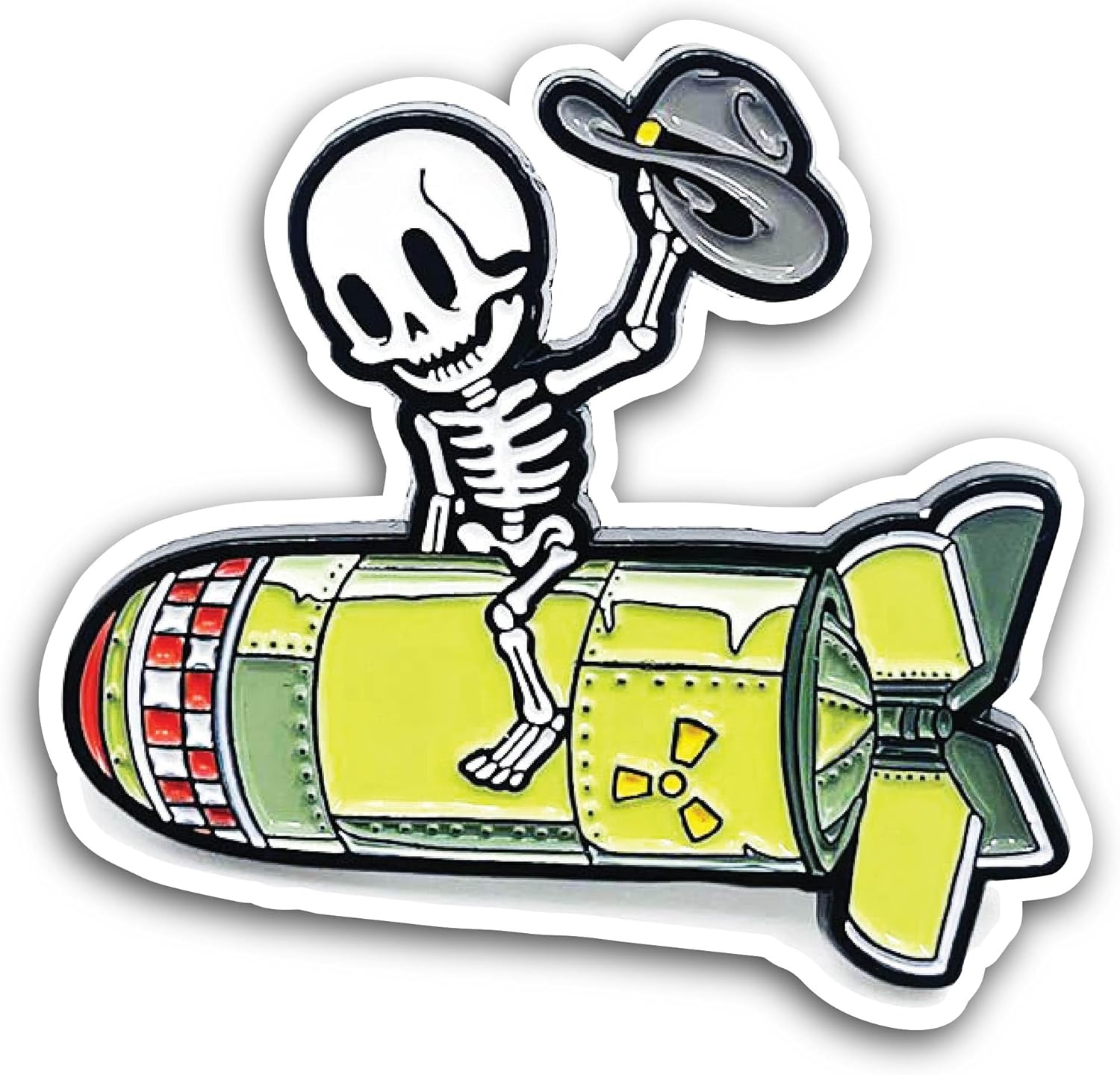 2 (Pieces) 3" and 5" Skeleton Riding Air Bomb Sticker, Waterproof Vinyl Decals for Many Purpose Like Cars, Trucks, Laptops, Phones, Windows and More