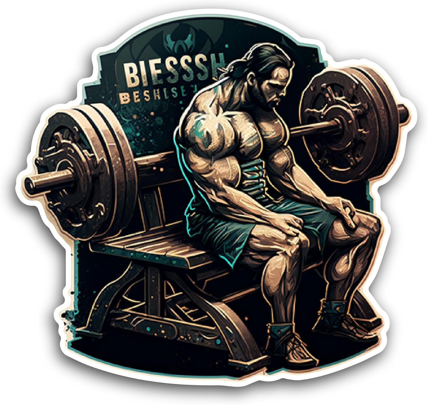 2 (Pieces) 3" and 5" Bodybuilder with Dumbbell Sticker, Waterproof Vinyl Decals for Many Purpose Like Cars, Trucks, Laptops, Phones, Windows and More