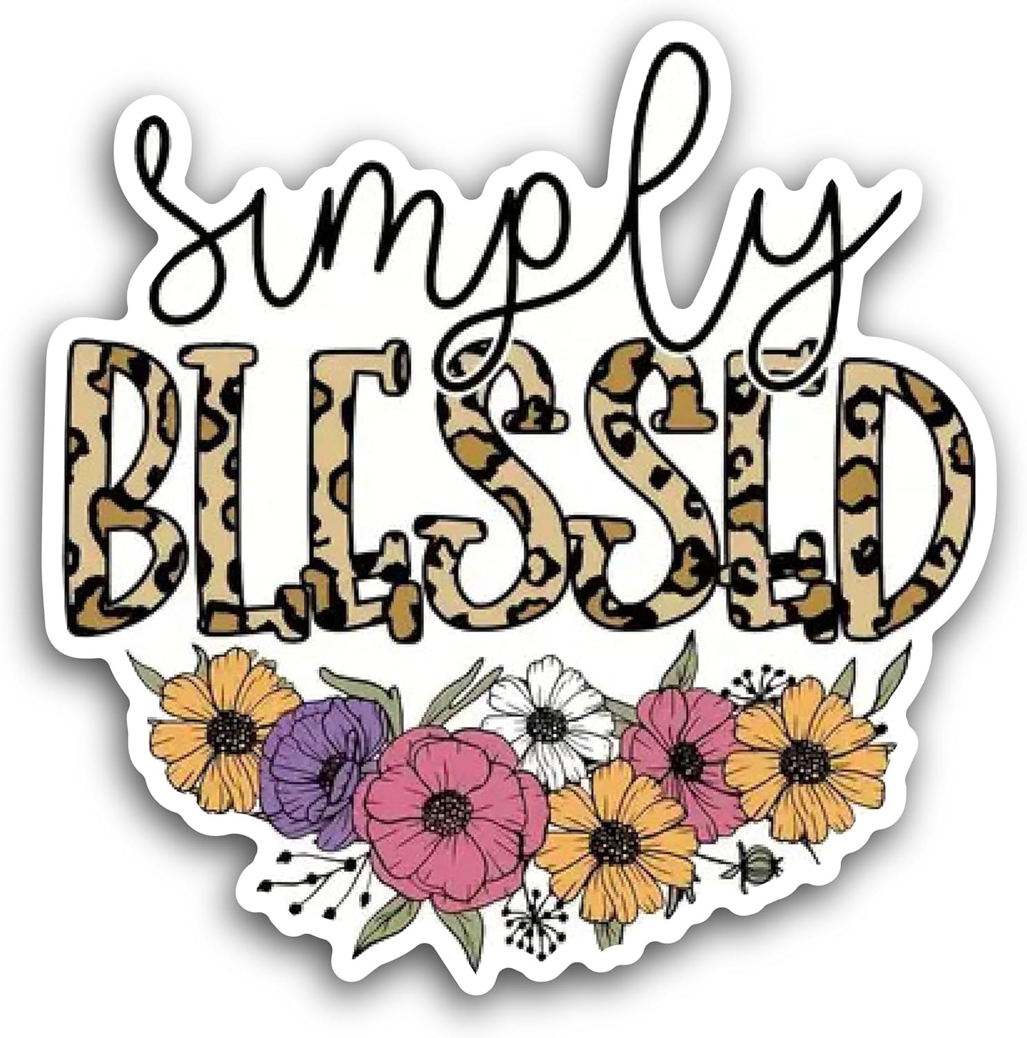 2 (Pieces) 3" and 5" Simply Blessed Decal Sticker, Waterproof Vinyl Decals for Many Purpose Like Cars, Trucks, Laptops, Phones, Windows and More