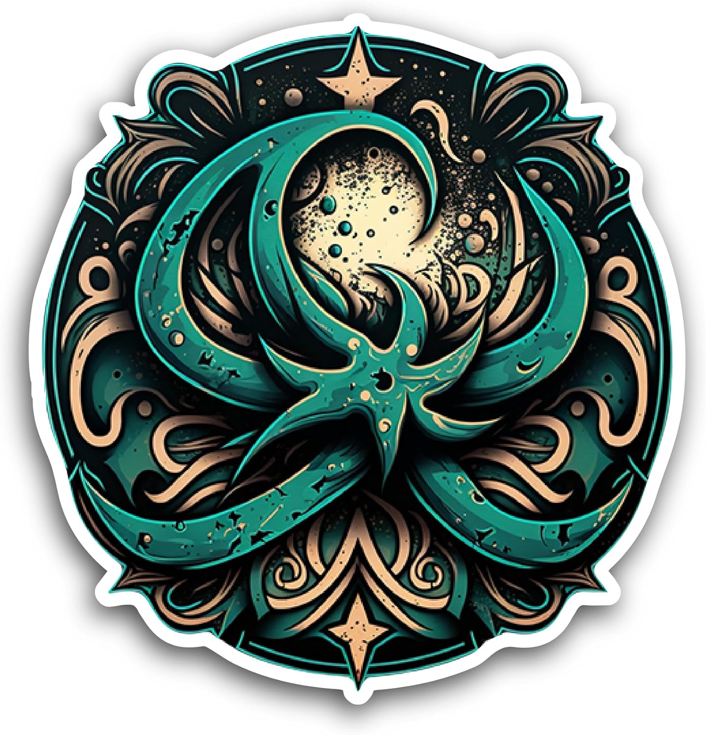 2 (Pieces) 3" and 5" Mystic Fish Sticker, Waterproof Vinyl Decals for Many Purpose Like Cars, Trucks, Laptops, Phones, Windows and More