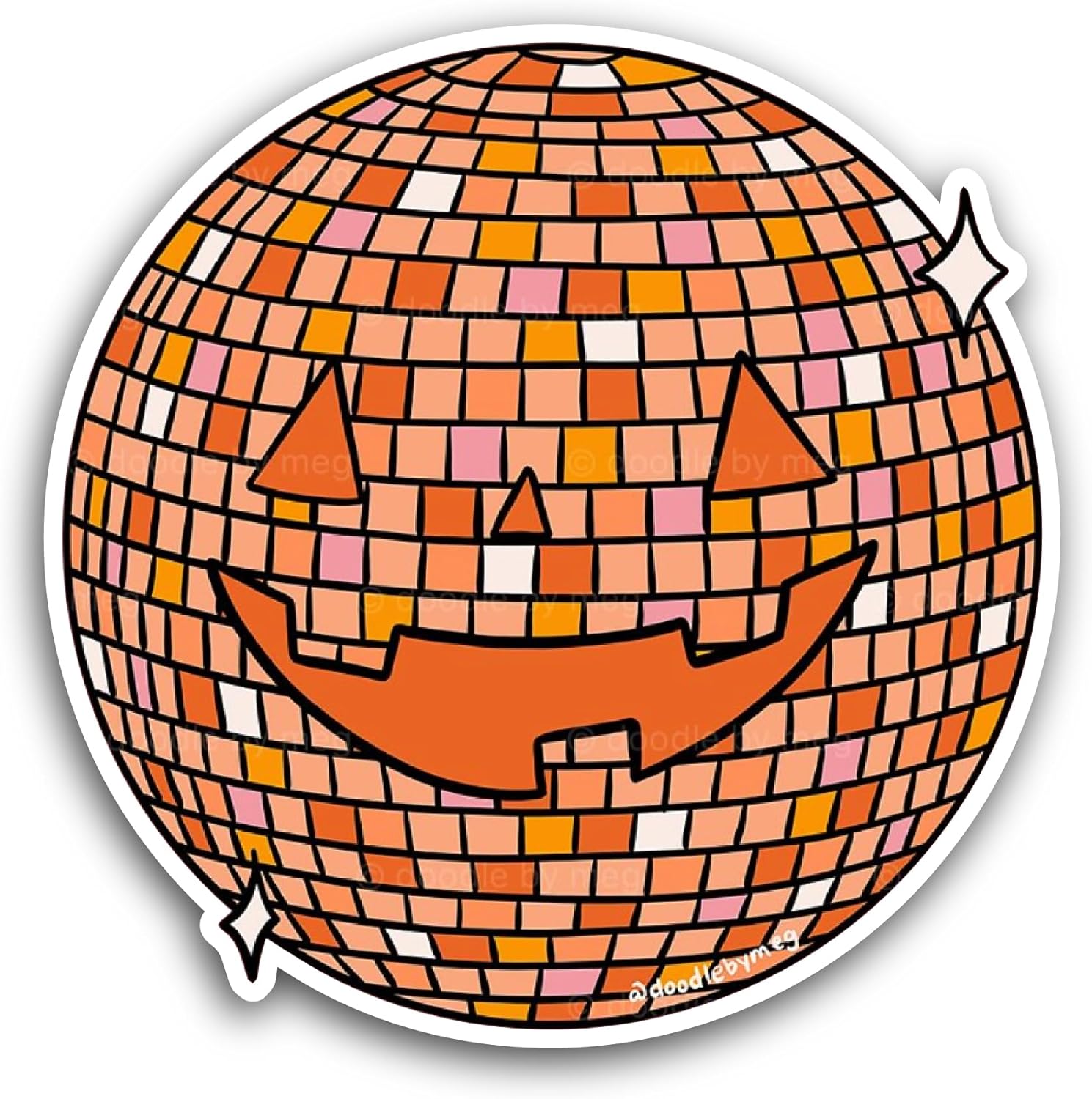2 (Pieces) 3" and 5" Orange Disco Ball Sticker, Waterproof Vinyl Decals for Many Purpose Like Cars, Trucks, Laptops, Phones, Windows and More