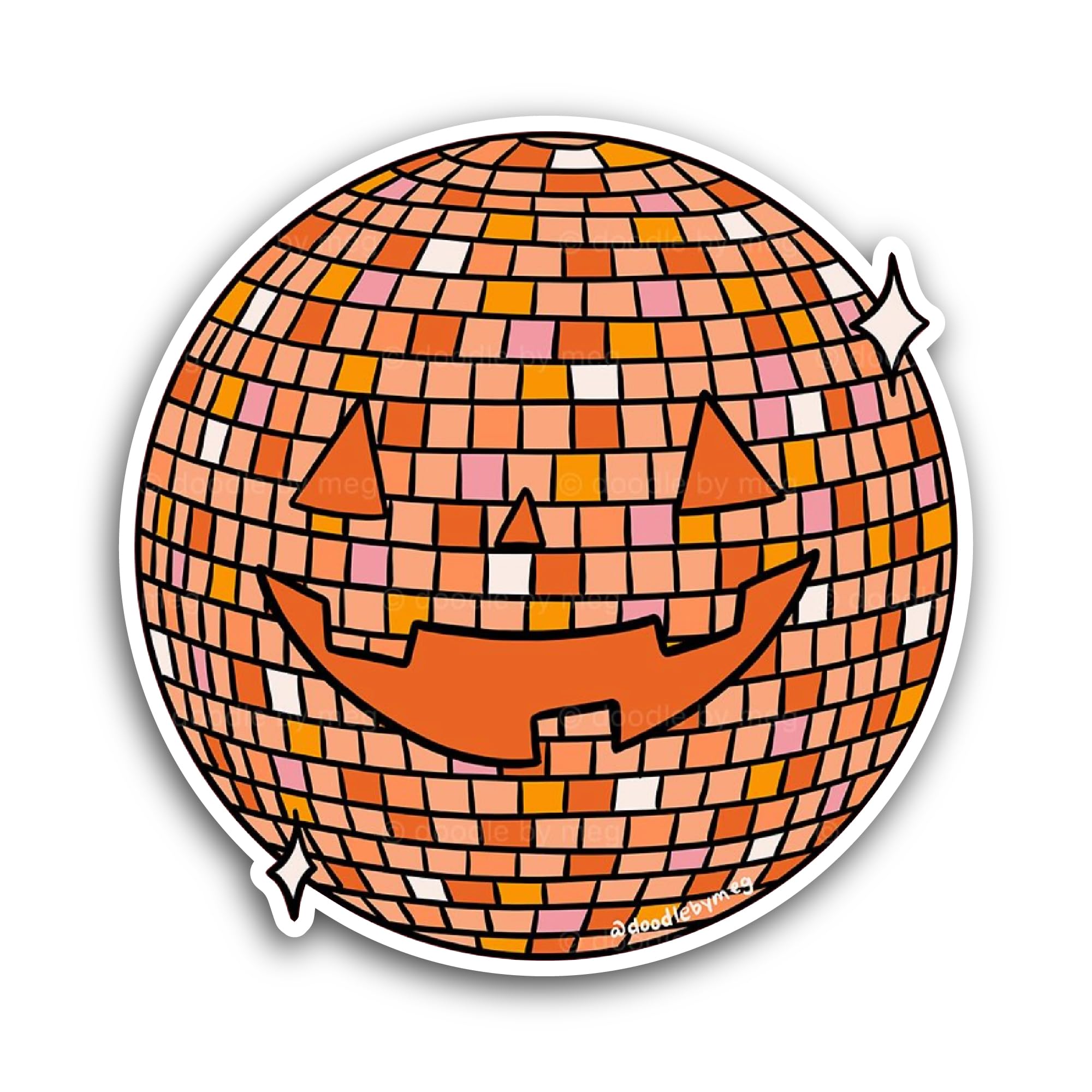 2 (Pieces) 3" and 5" Orange Disco Ball Sticker, Waterproof Vinyl Decals for Many Purpose Like Cars, 