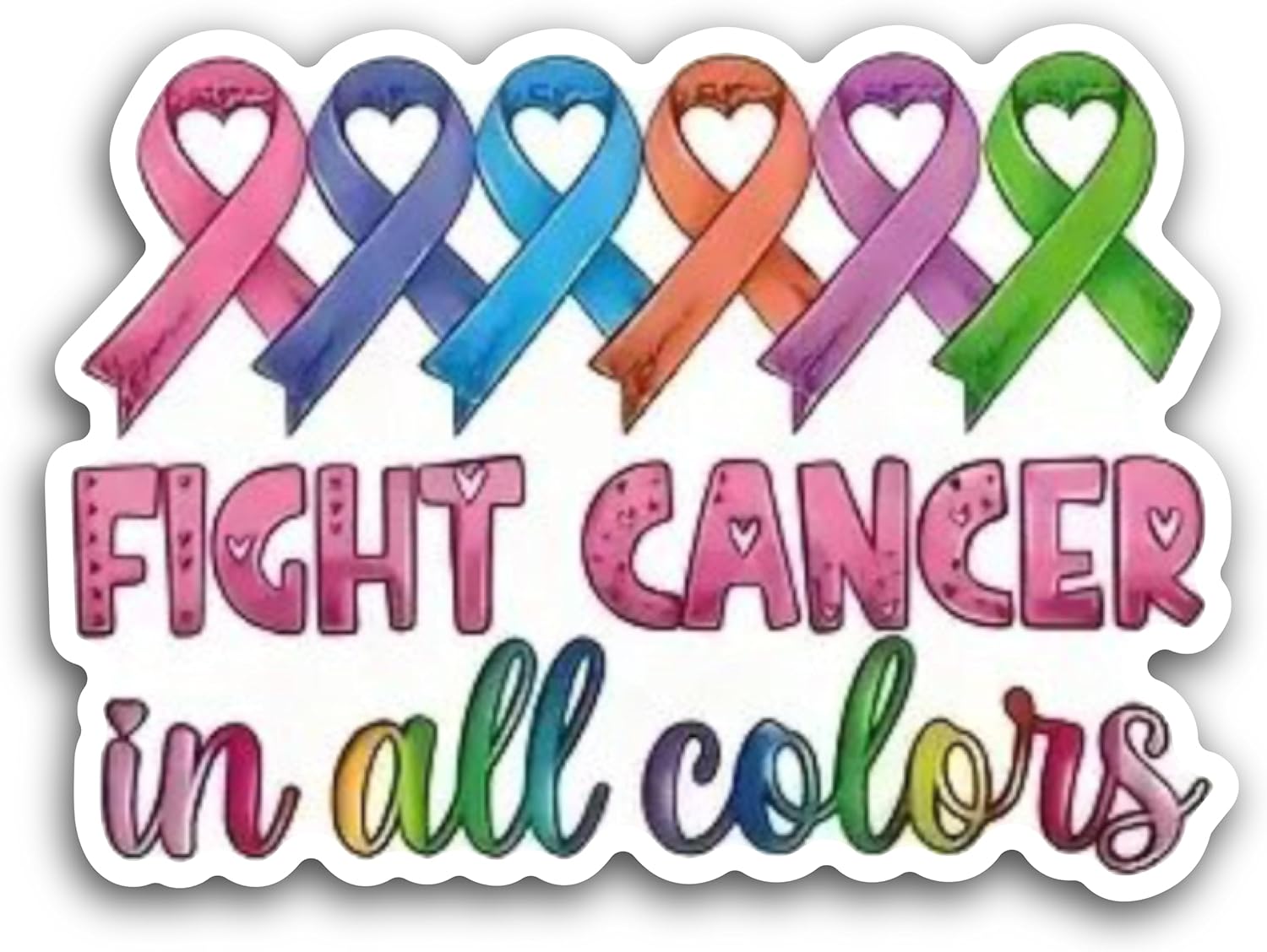 2 (Pieces) 3" and 5" Fight Cancer in All Colors Stickers Decal Sticker, Waterproof Vinyl Decals for Many Purpose Like Cars, Trucks, Laptops, Phones, Windows and More
