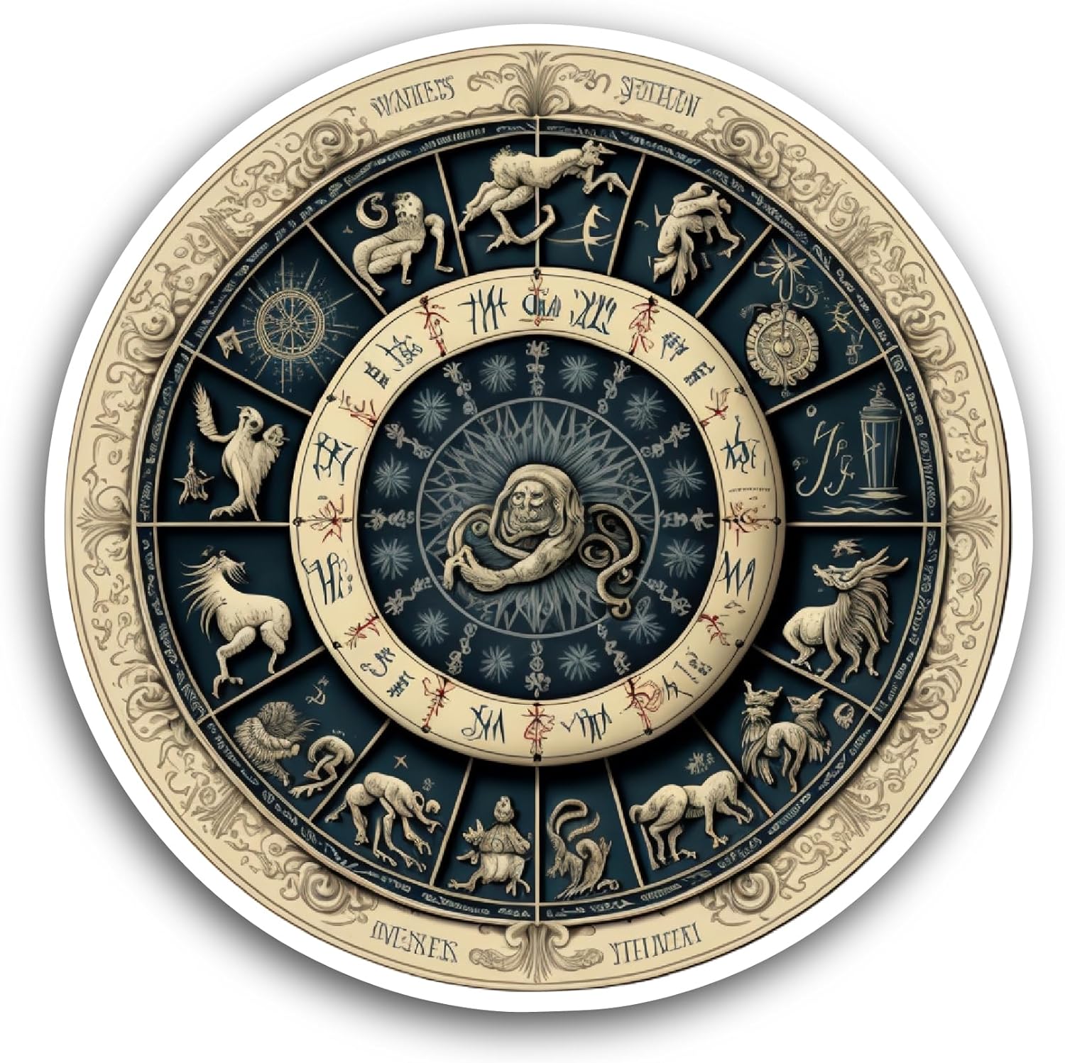 2 (Pieces) 3" and 5" Zodiac Signs Circle Sticker, Waterproof Vinyl Decals for Many Purpose Like Cars, Trucks, Laptops, Phones, Windows and More