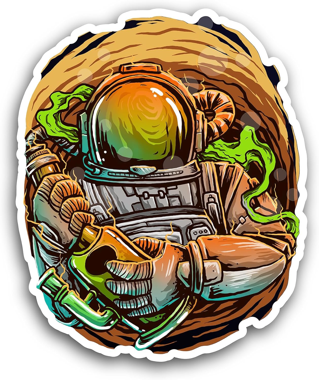 2 (Pieces) 3" and 5" Astronaut Weedy Decal Sticker, Waterproof Vinyl Decals for Many Purpose Like Cars, Trucks, Laptops, Phones, Windows and More
