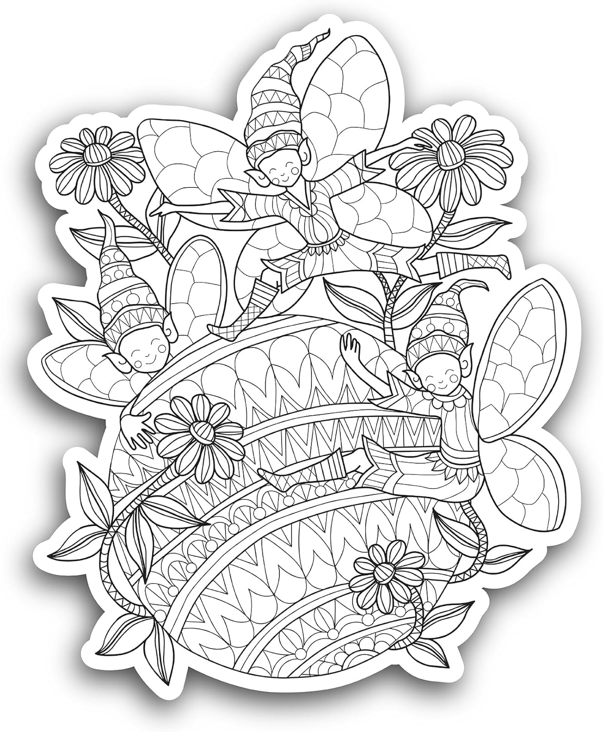 2 (Pieces) 3" and 5" Three Elfs and Ball Hand Drawing Sticker, Waterproof Vinyl Decals for Many Purpose Like Cars, Trucks, Laptops, Phones, Windows and More