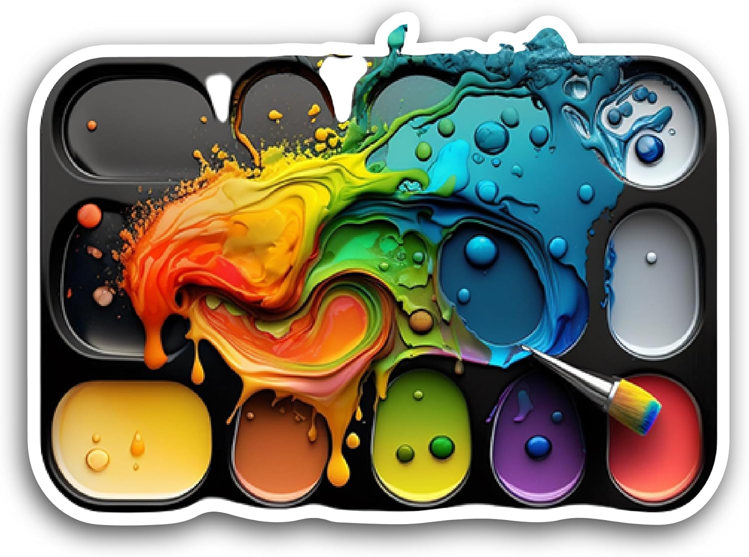 2 (Pieces) 3" and 5" Color Mixture Painting Palette Sticker, Waterproof Vinyl Decals for Many Purpose Like Cars, Trucks, Laptops, Phones, Windows and More