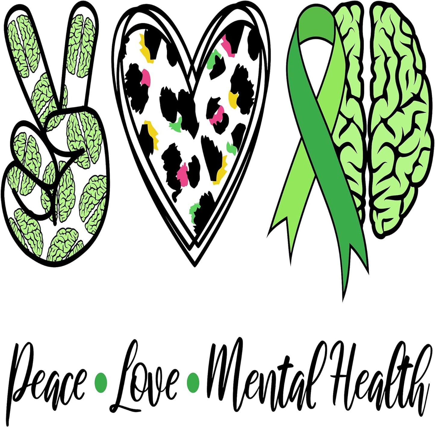 Inspirational Quote "Peace Love Mental Health Quate" Motivational Sticker Vinyl Decal Motivation Stickers- 5" Vinyl Sticker Waterproof