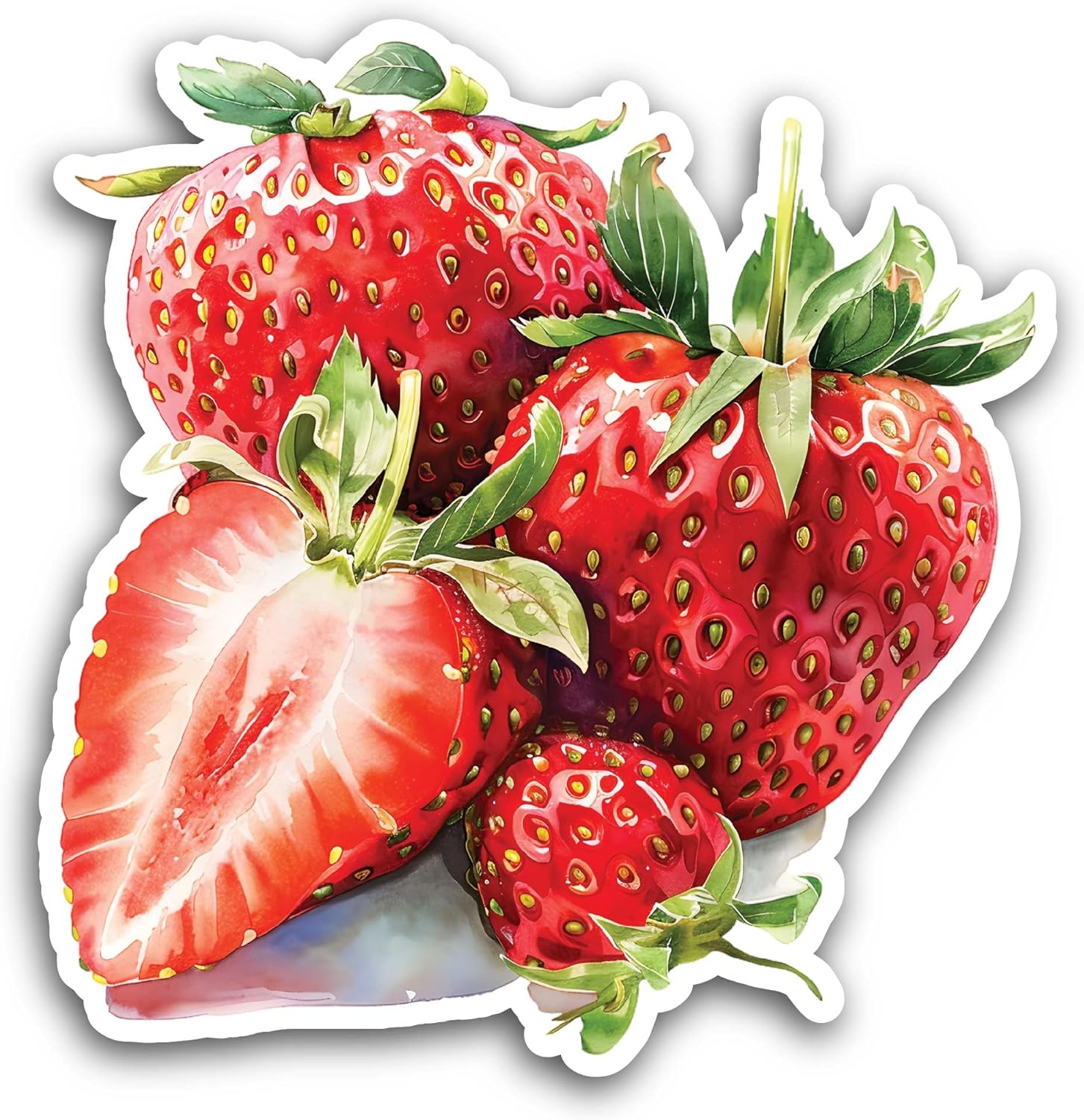 2 (Pieces) 3" and 5" Strawberries Sticker, Waterproof Vinyl Decals for Many Purpose Like Cars, Trucks, Laptops, Phones, Windows and More