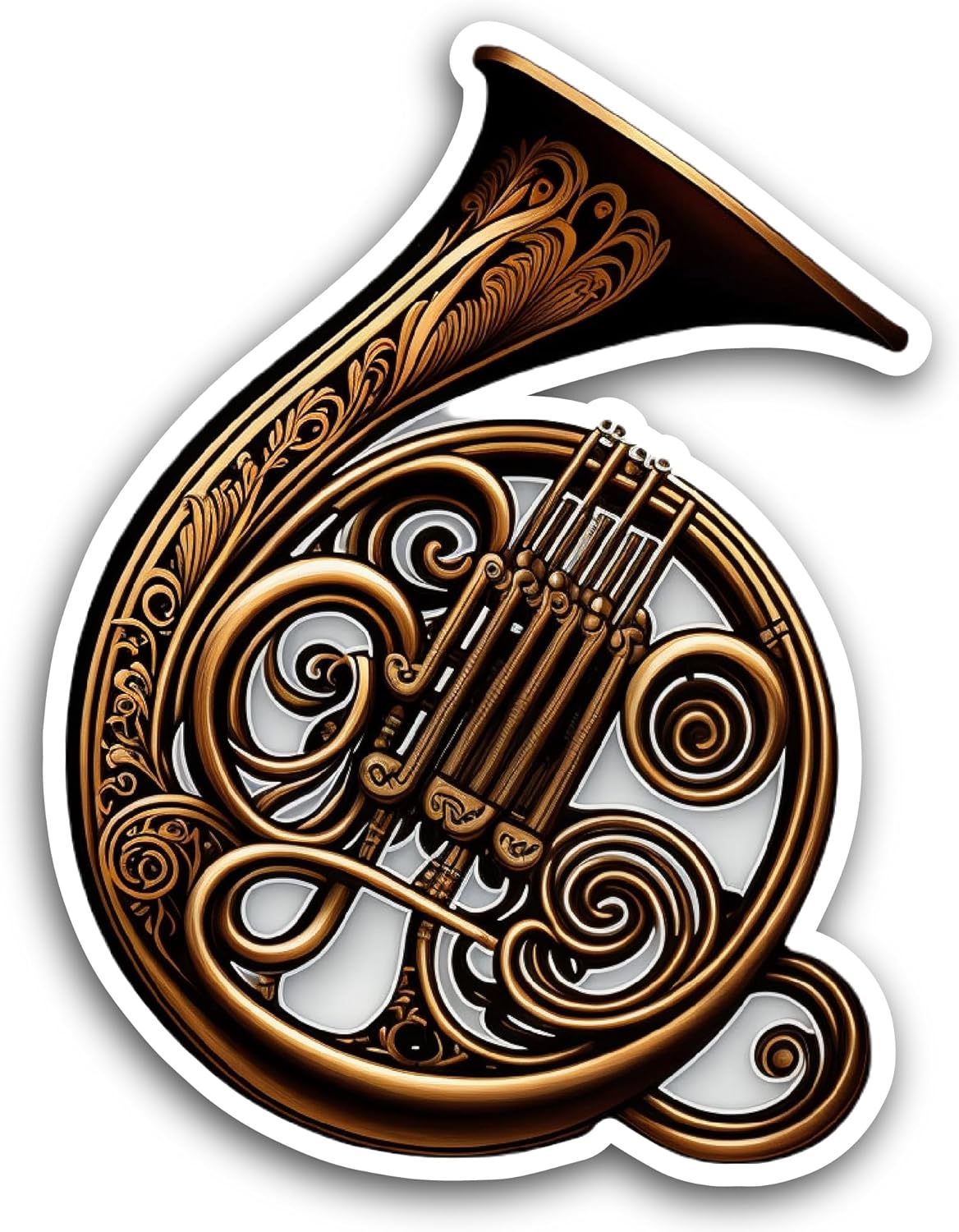 2 (Pieces) 3" and 5" French Horn Sticker, Waterproof Vinyl Decals for Many Purpose Like Cars, Trucks, Laptops, Phones, Windows and More