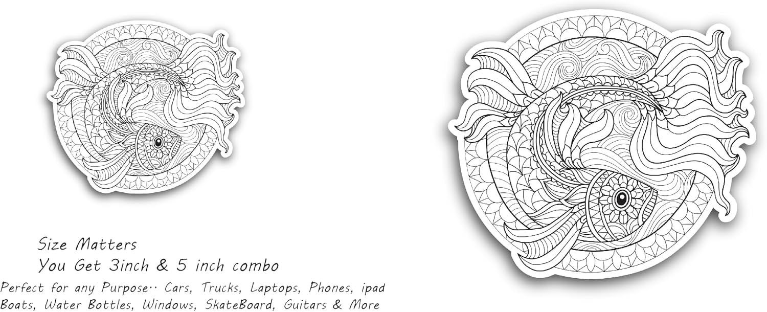 2 (Pieces) 3"" and 5"" Koi Fish Decal Sticker,Waterproof Vinyl Decals for Many Purpose Like Cars, Trucks, Laptops, Phones, Windows and More, StickersNDecals-FBA-301