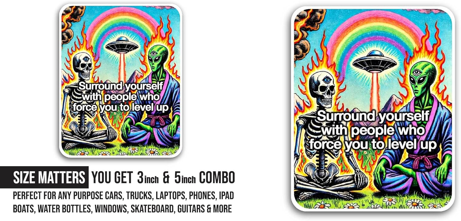 2 (Pieces) 3" and 5" Surround Yourself with People Sticker, Waterproof Vinyl Decals for Many Purpose Like Cars, Trucks, Laptops, Phones, Windows and More
