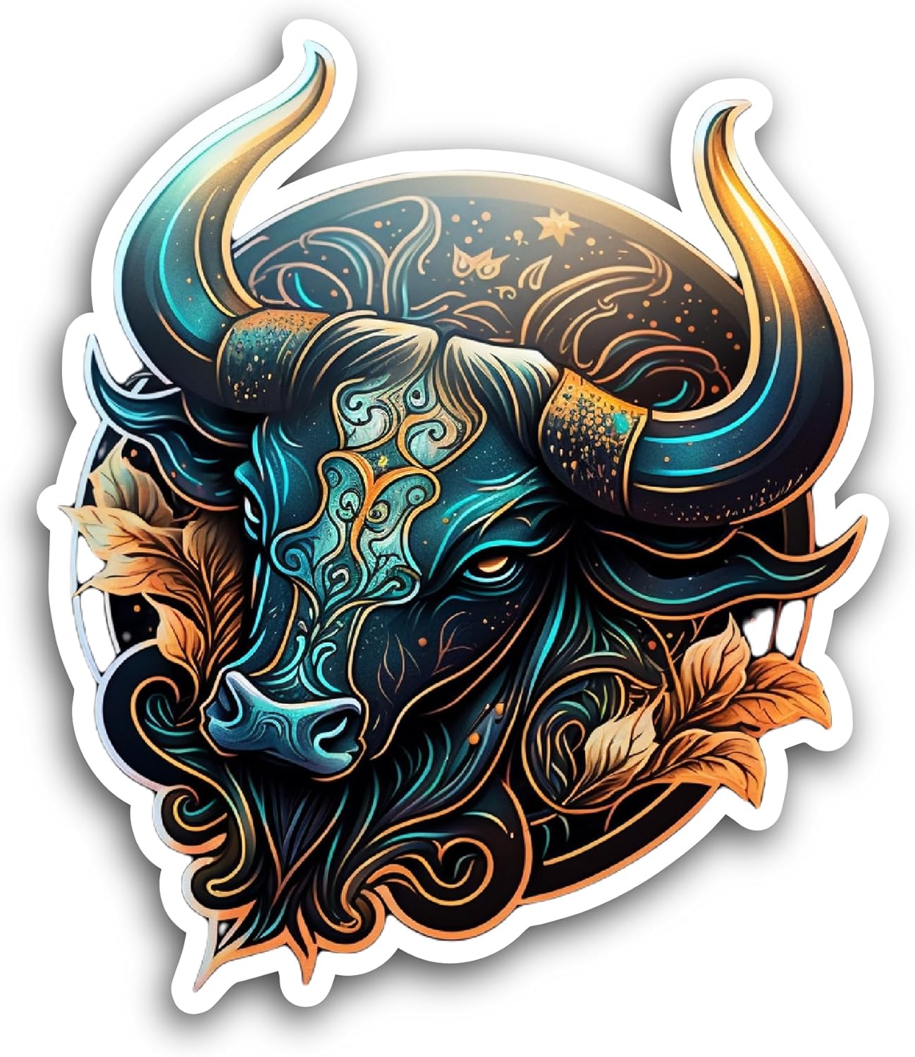 2 (Pieces) 3" and 5" Bull Head Sticker, Waterproof Vinyl Decals for Many Purpose Like Cars, Trucks, Laptops, Phones, Windows and More