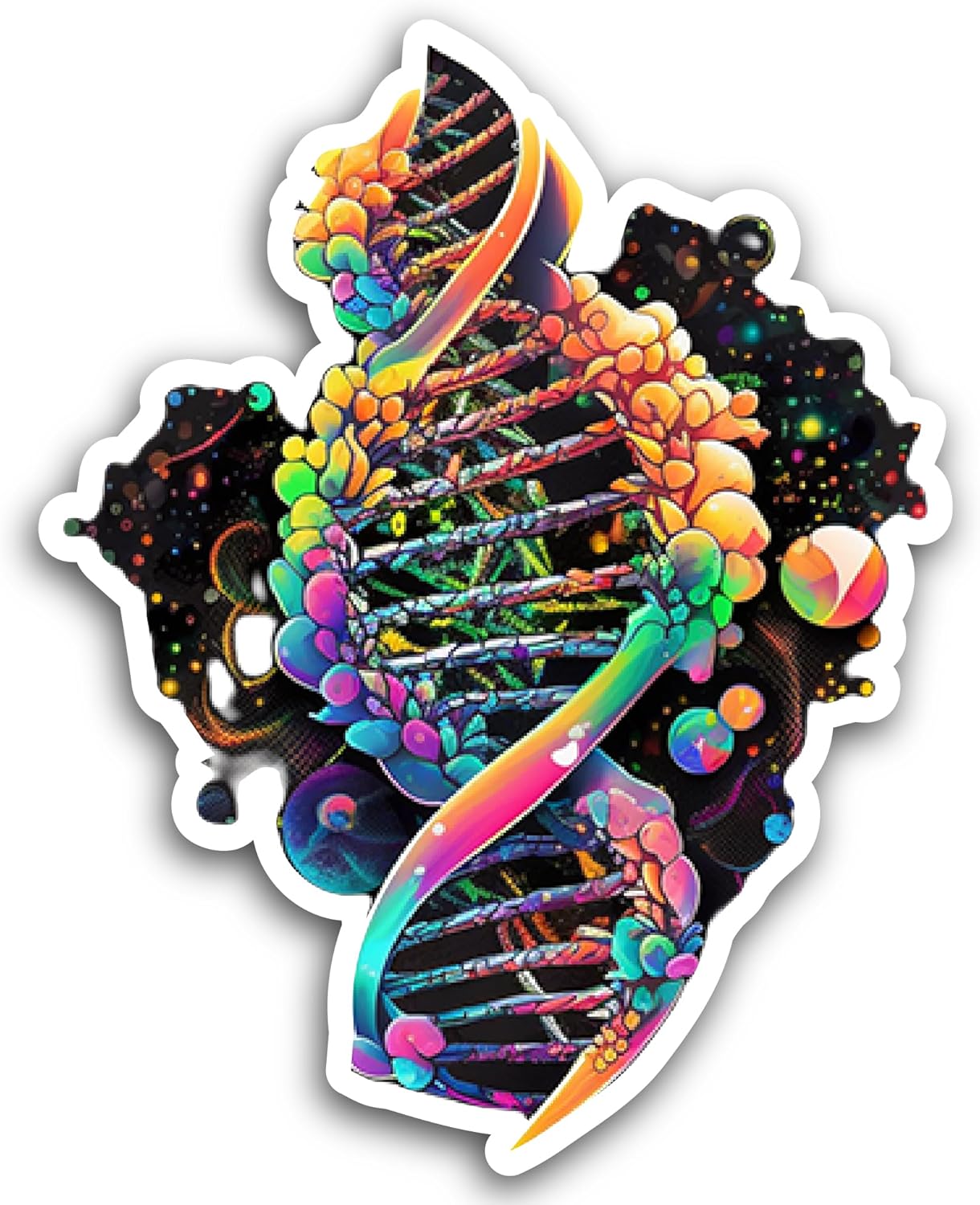 2 (Pieces) 3" and 5" Colorful DNA Sticker, Waterproof Vinyl Decals for Many Purpose Like Cars, Trucks, Laptops, Phones, Windows and More