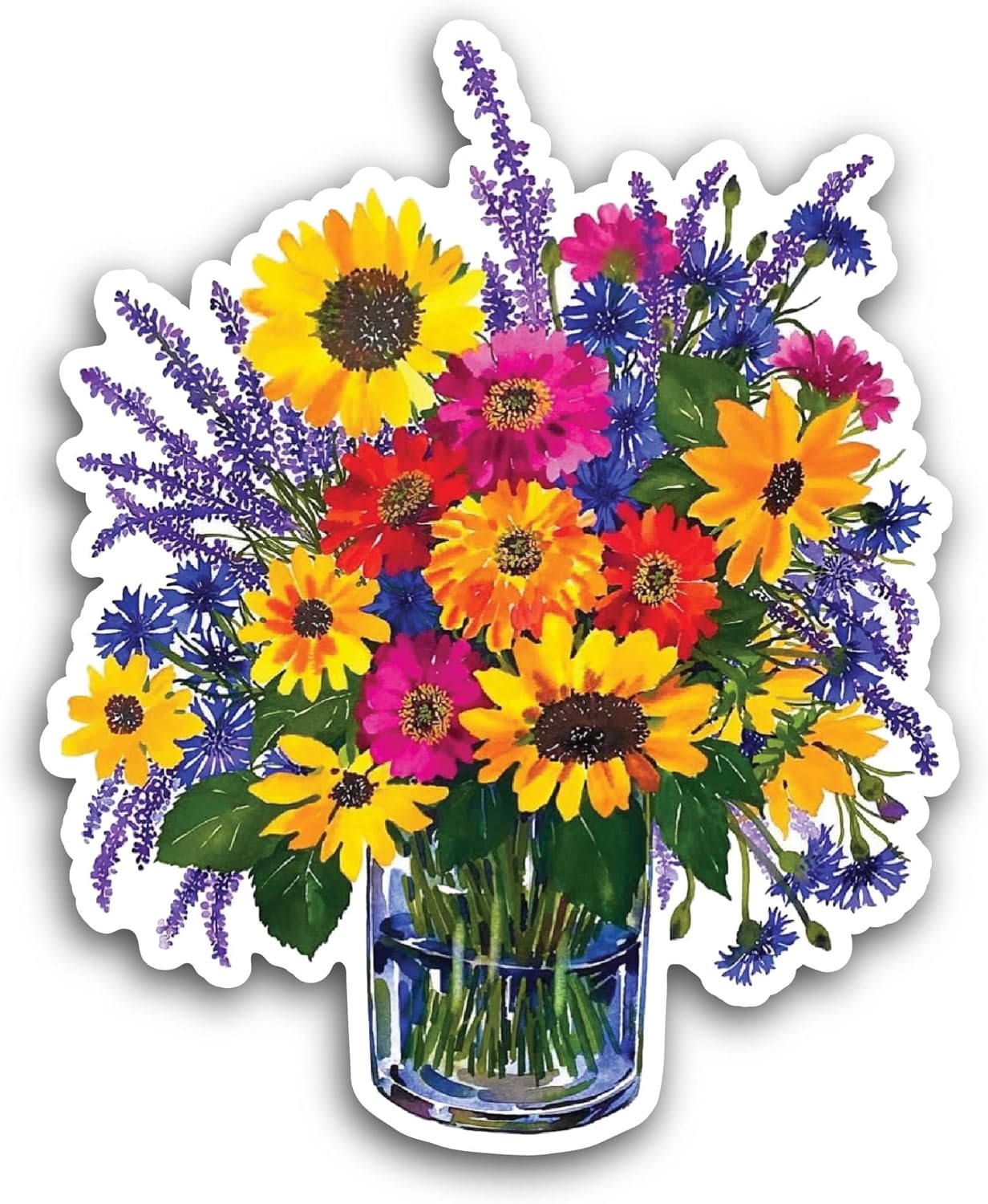 2 (Pieces) 3" and 5" Beautiful Flowers Sticker, Waterproof Vinyl Decals for Many Purpose Like Cars, Trucks, Laptops, Phones, Windows and More