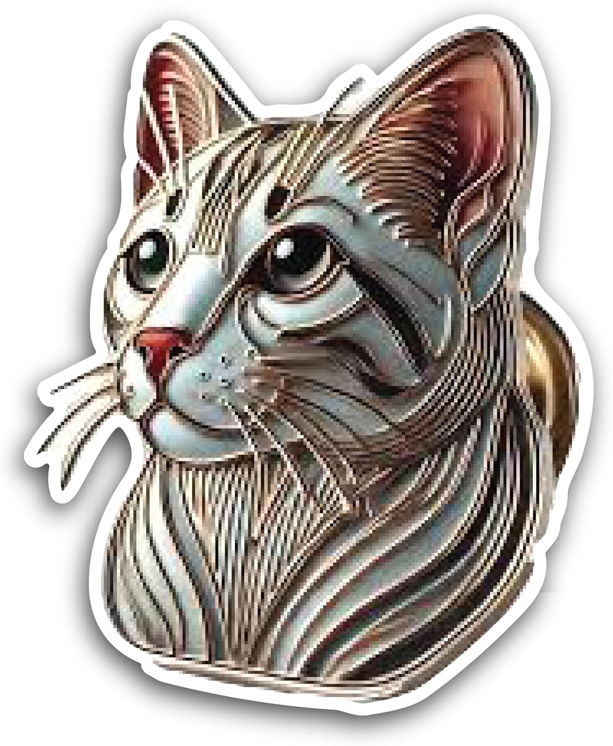 2 (Pieces) 3" and 5" Cat Sticker, Waterproof Vinyl Decals for Many Purpose Like Cars, Trucks, Laptops, Phones, Windows and More