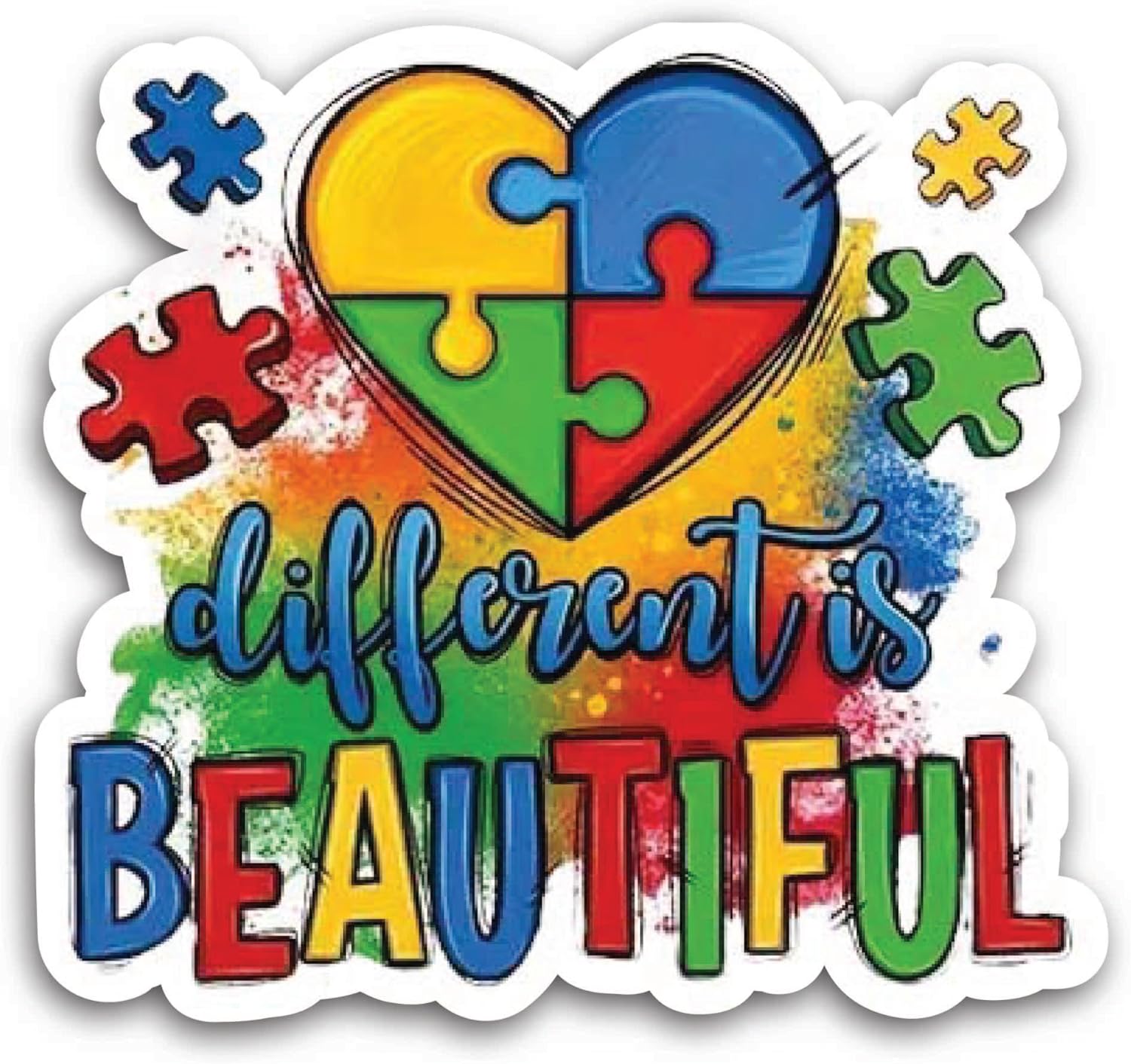 2 (Pieces) 3" and 5" Different is Beautiful Sticker, Waterproof Vinyl Decals for Many Purpose Like Cars, Trucks, Laptops, Phones, Windows and More