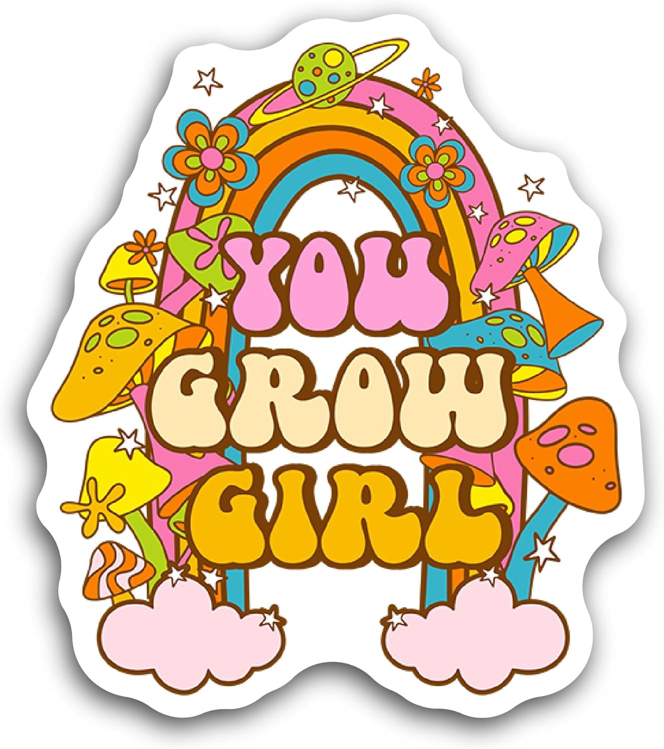 2 (Pieces) 3" and 5" You Grow Girl Text Sticker, Waterproof Vinyl Decals for Many Purpose Like Cars, Trucks, Laptops, Phones, Windows and More
