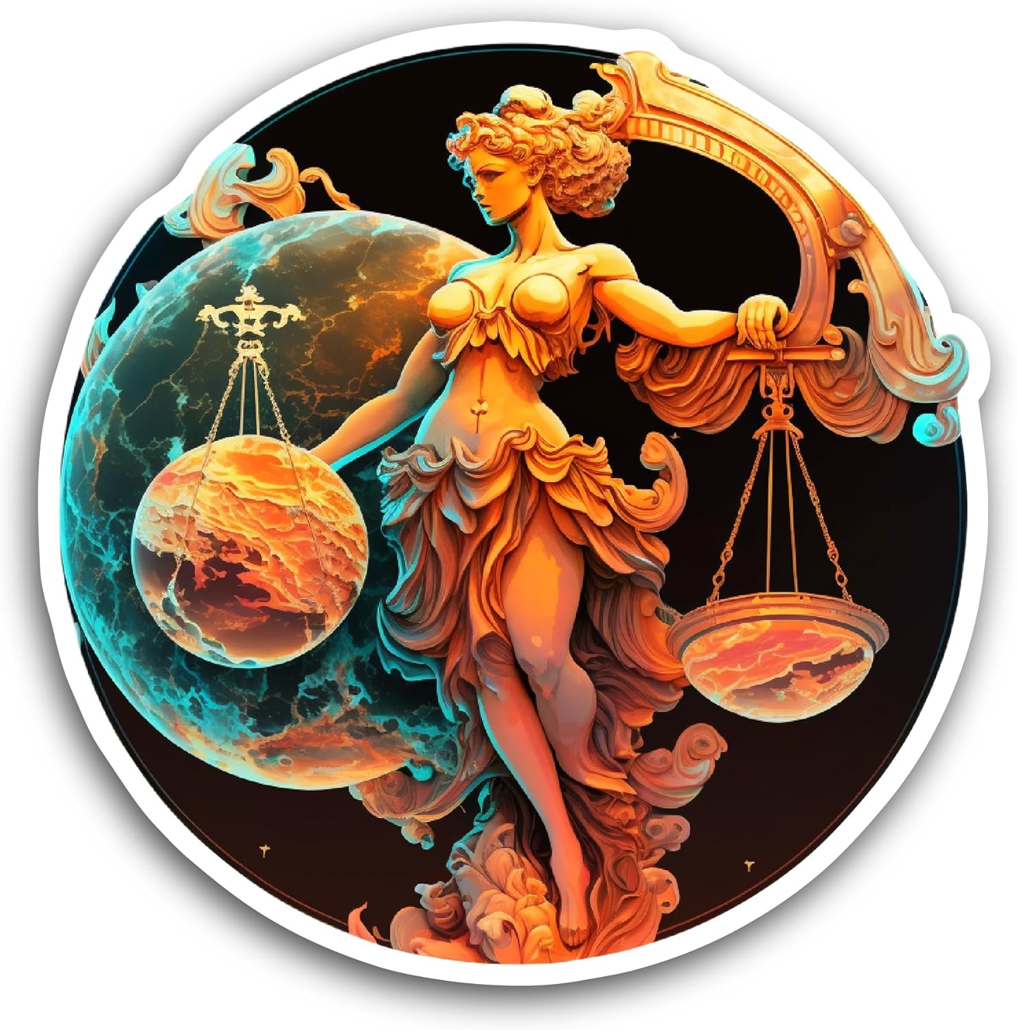 2 (Pieces) 3" and 5" Libra Zodiac Sign Sticker, Waterproof Vinyl Decals for Many Purpose Like Cars, Trucks, Laptops, Phones, Windows and More
